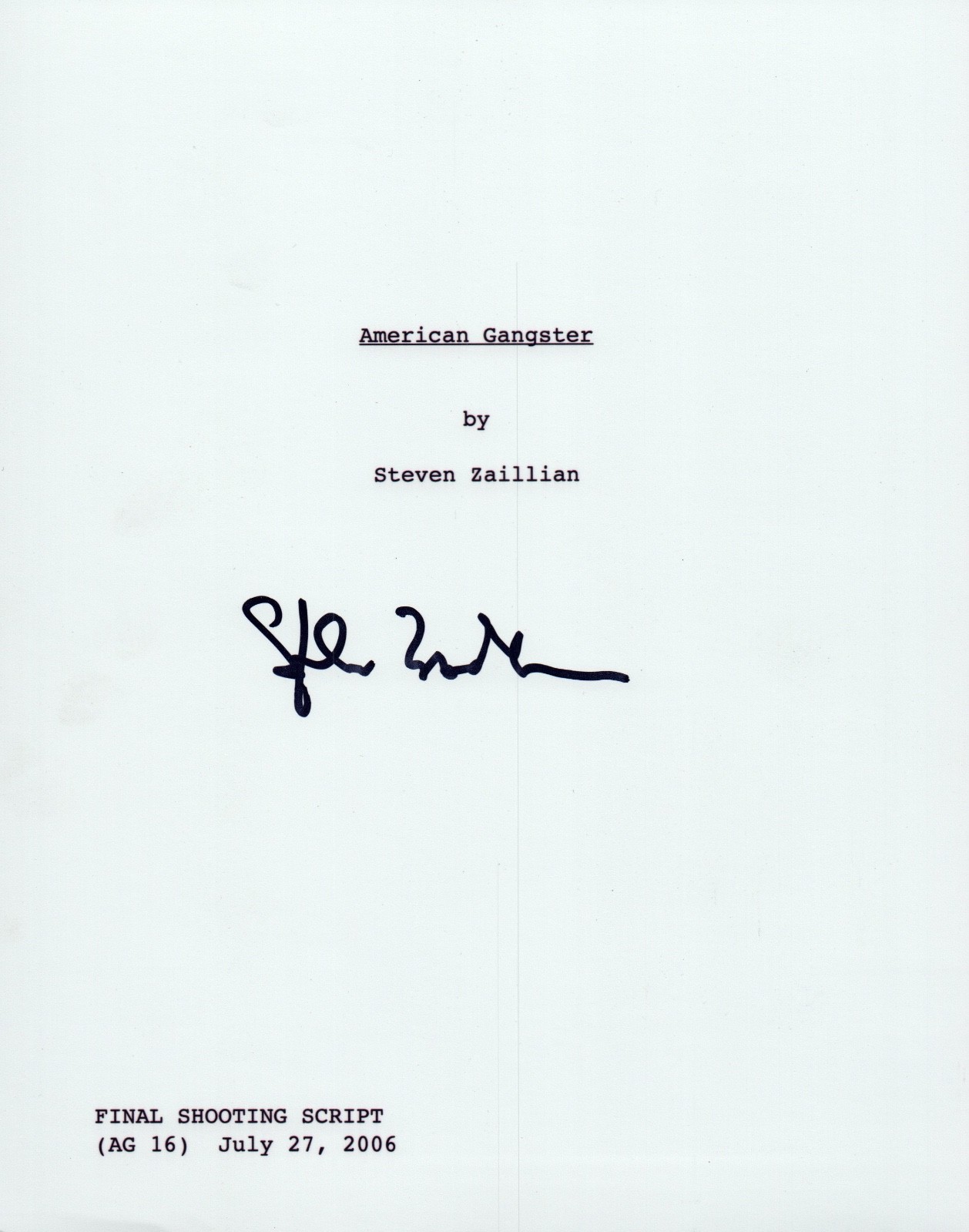 Steven Zaillian Signed Autographed AMERICAN GANGSTER Full Movie Script COA VD