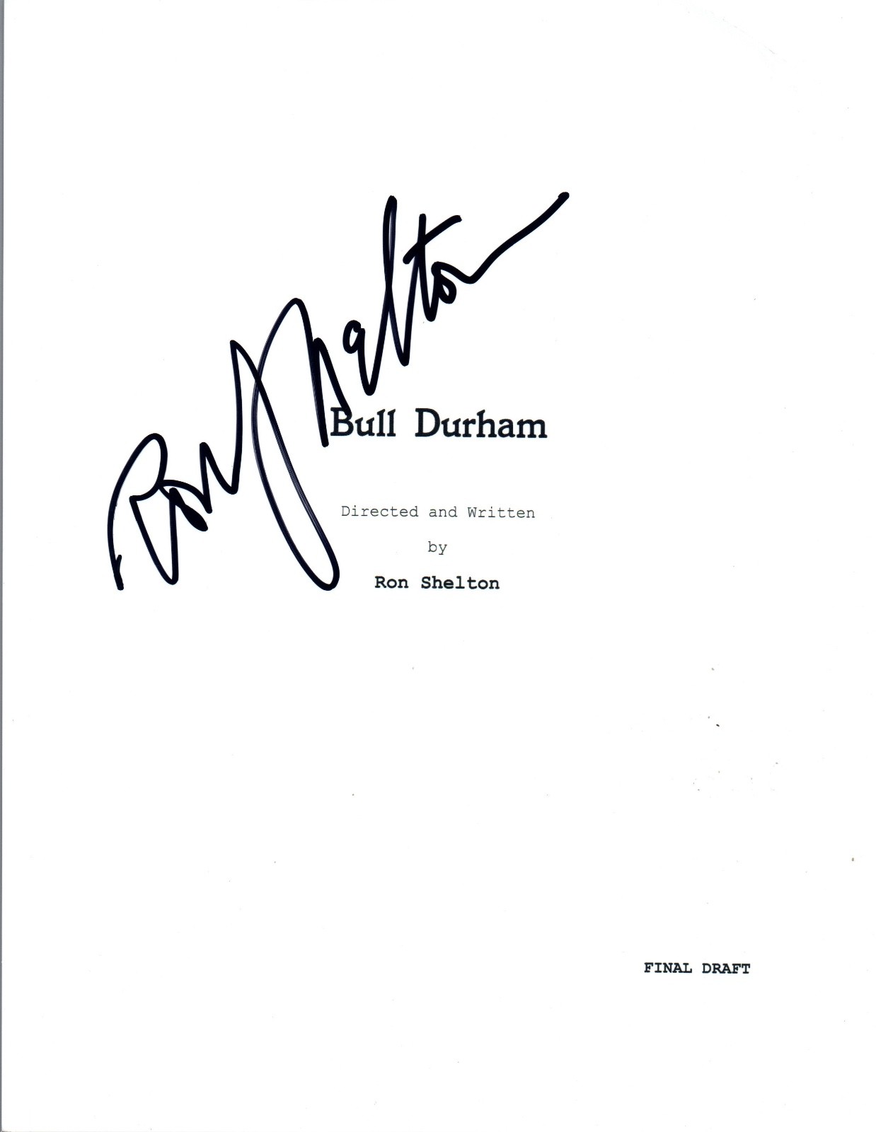 Ron Shelton Signed Autographed BULL DURHAM Full Movie Script COA VD