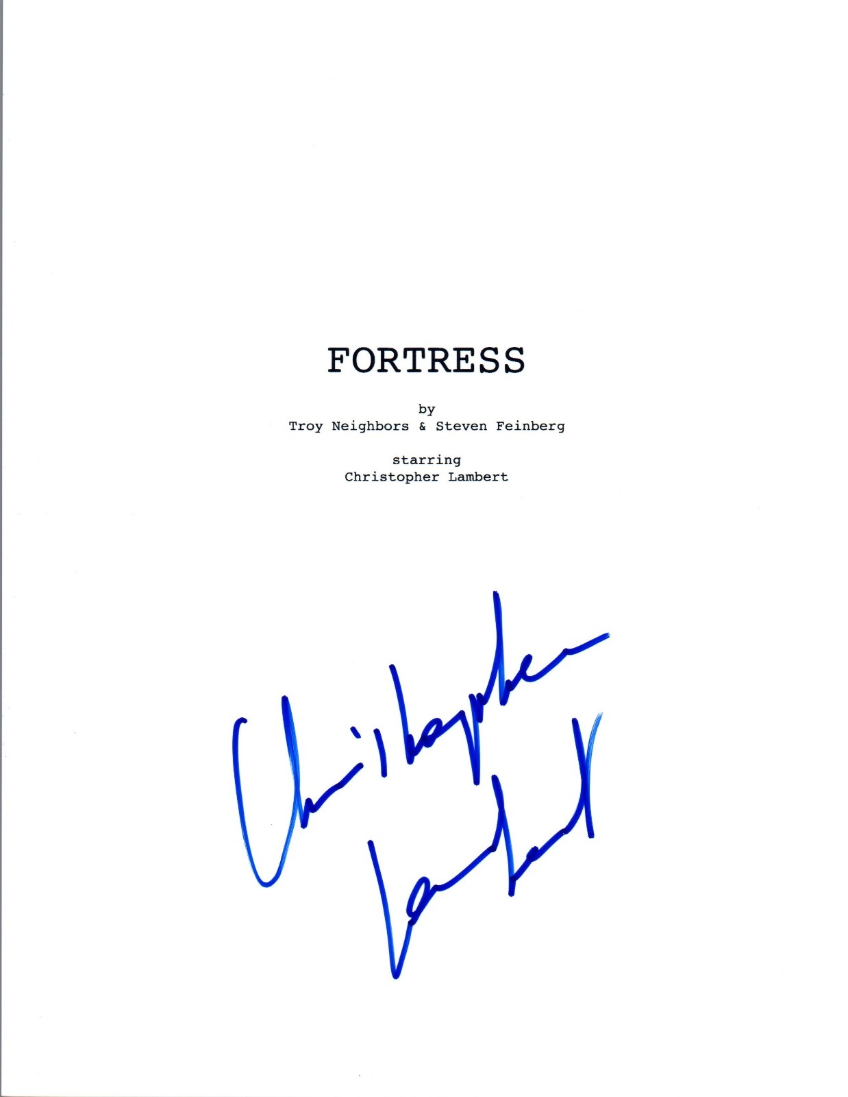 Christopher Lambert Signed Autographed Fortress Full Movie Script COA VD