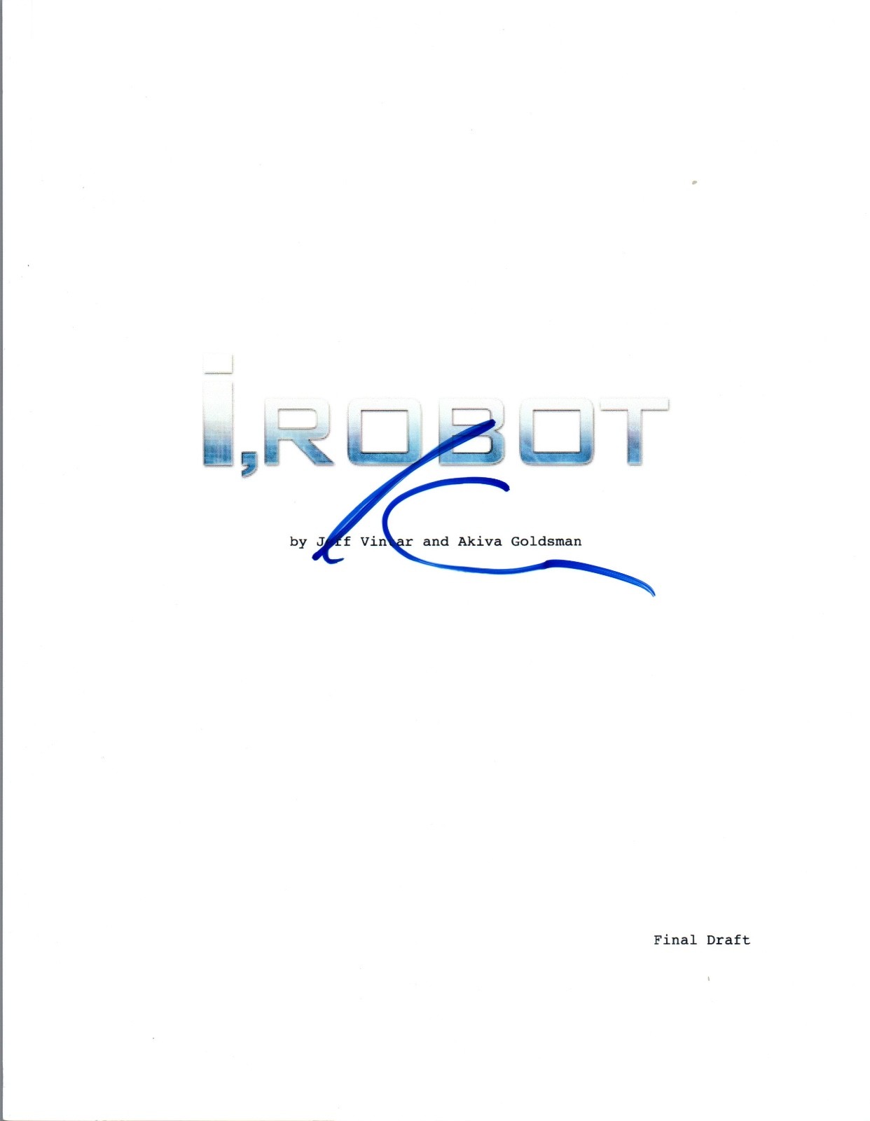 Akiva Goldsman Signed Autographed I ROBOT Full Movie Script COA VD