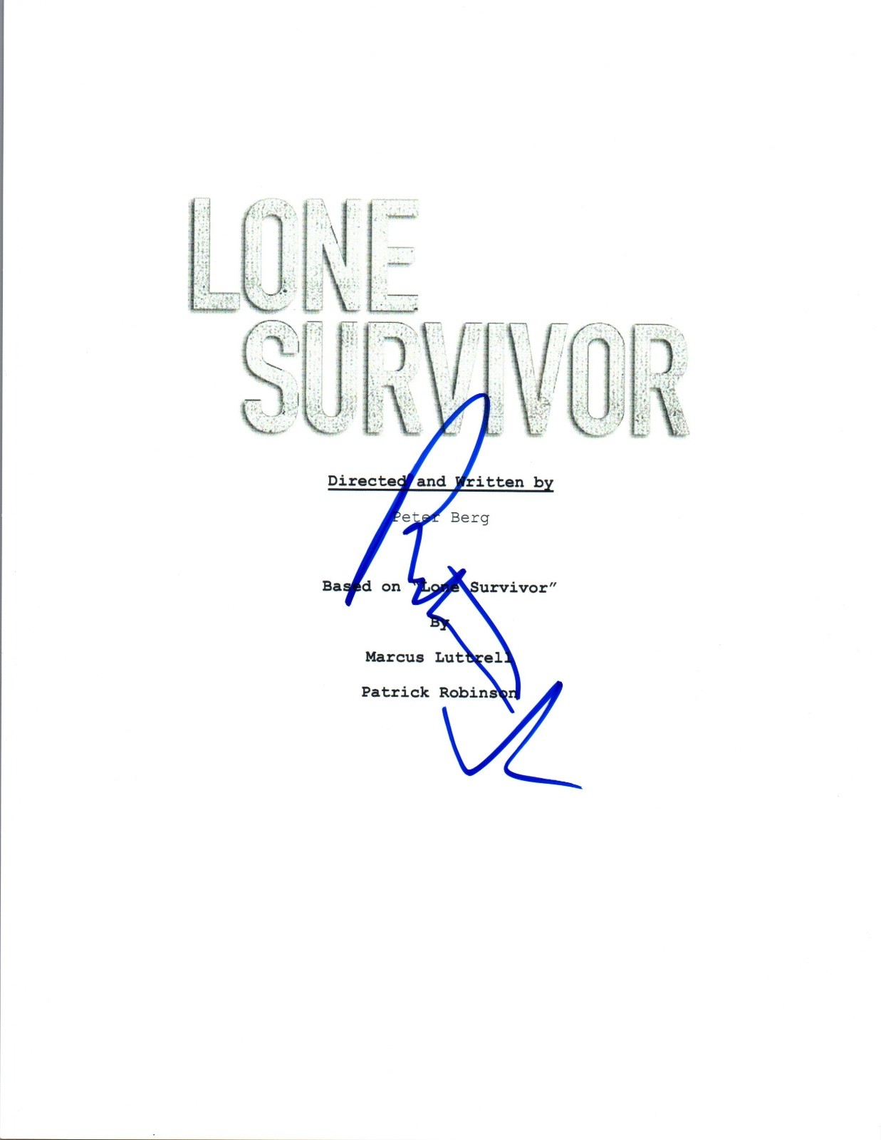Peter Berg Signed Autographed LONE SURVIVOR Full Movie Script COA VD