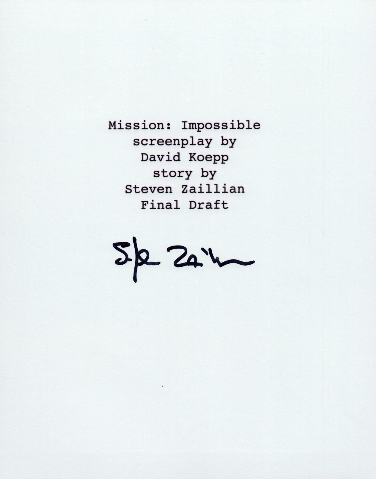 Steven Zaillian Signed Autographed MISSION IMPOSIBLE Movie Script COA VD
