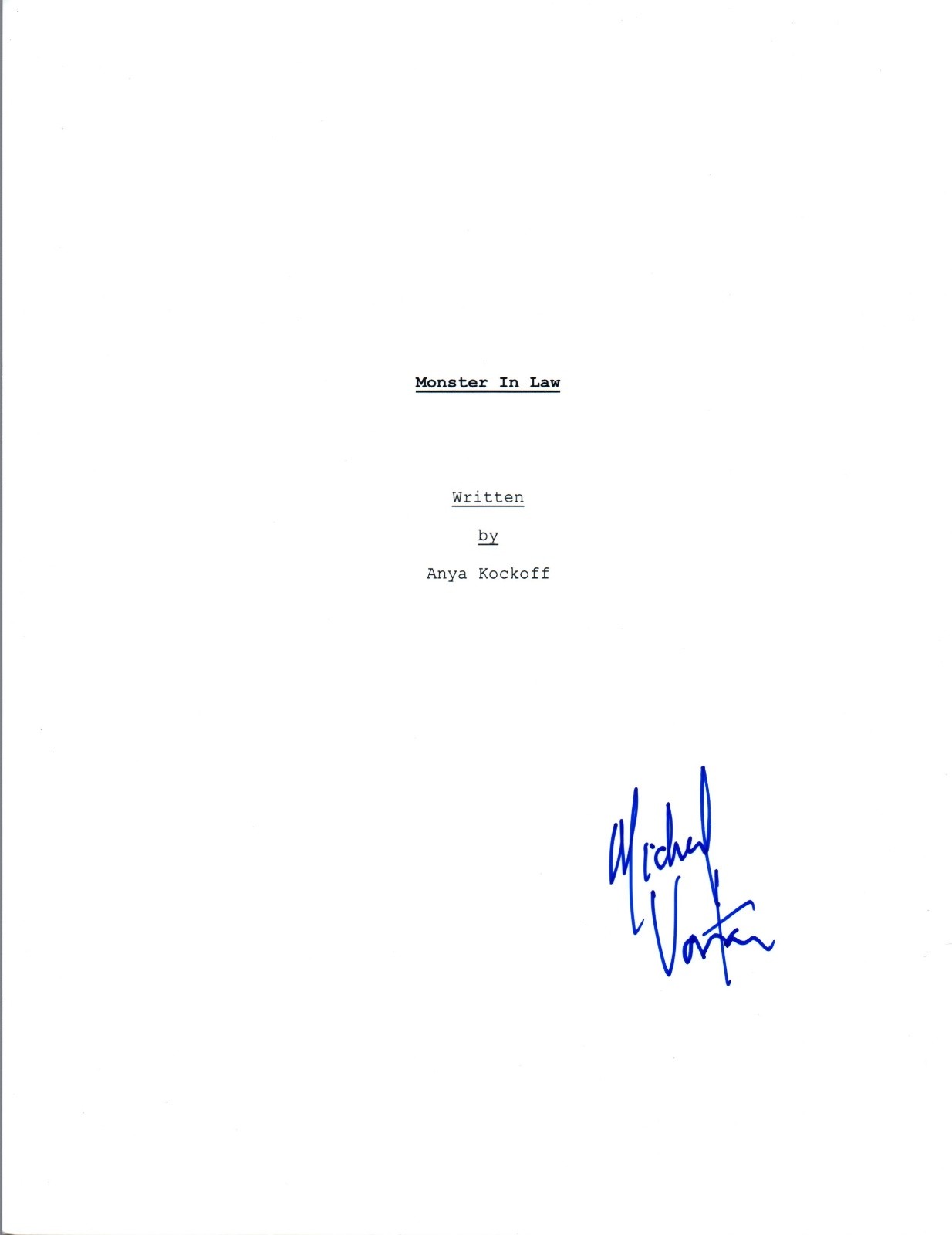 Michael Vartan Signed Autographed MONSTER IN LAW Movie Script COA VD