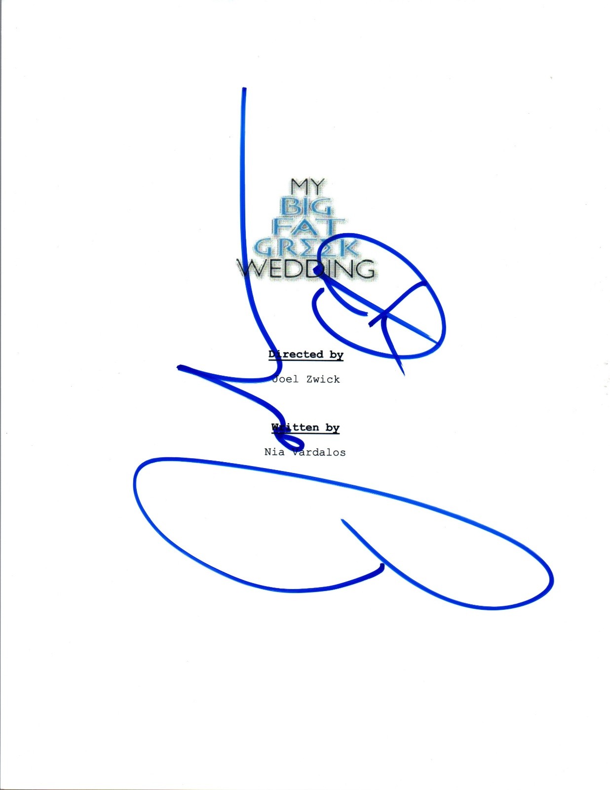 John Corbett Signed Autographed MY BIG FAT GREEK WEDDING Movie Script COA VD