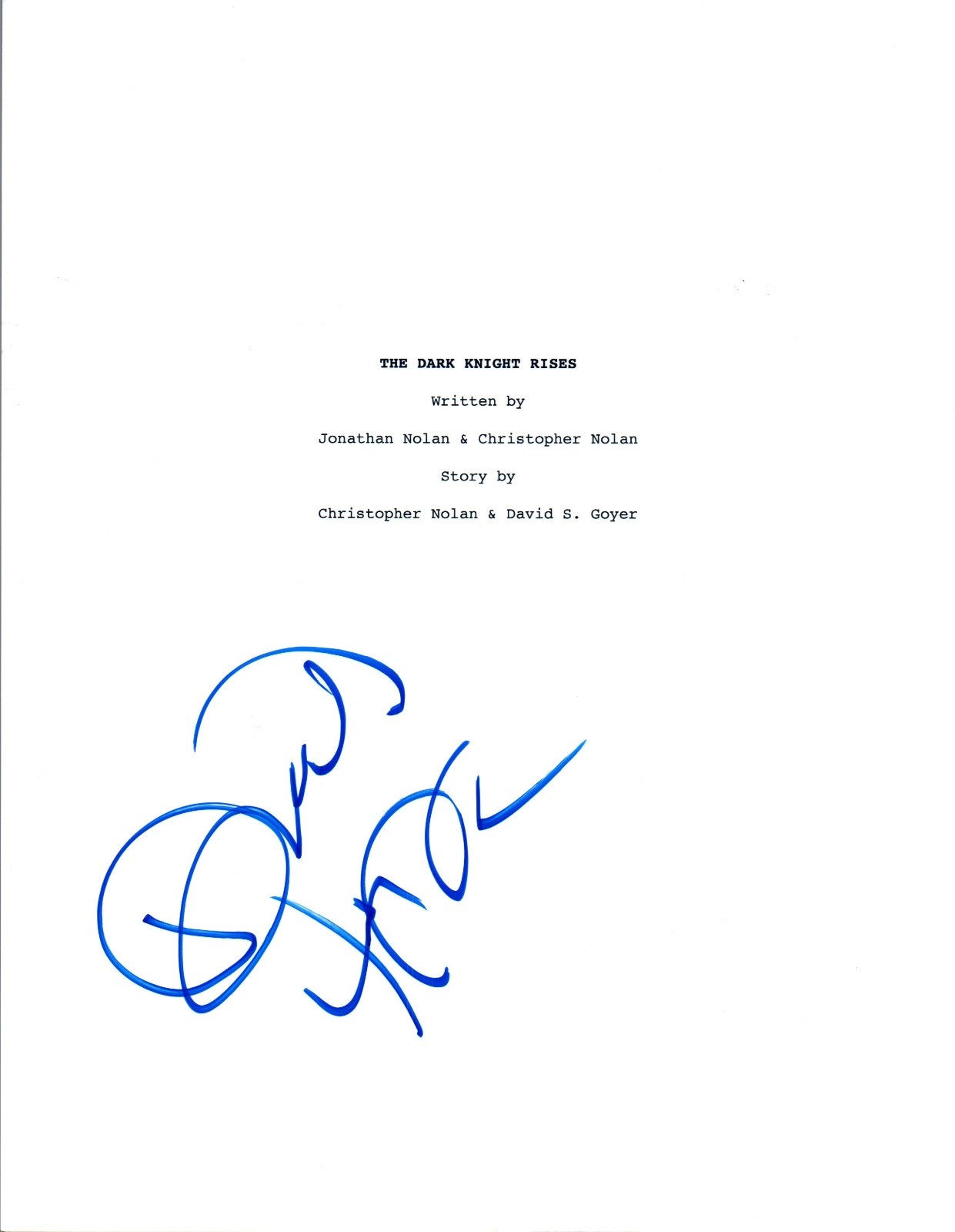 David Goyer Signed Autographed THE DARK NIGHT RISES Movie Script COA VD