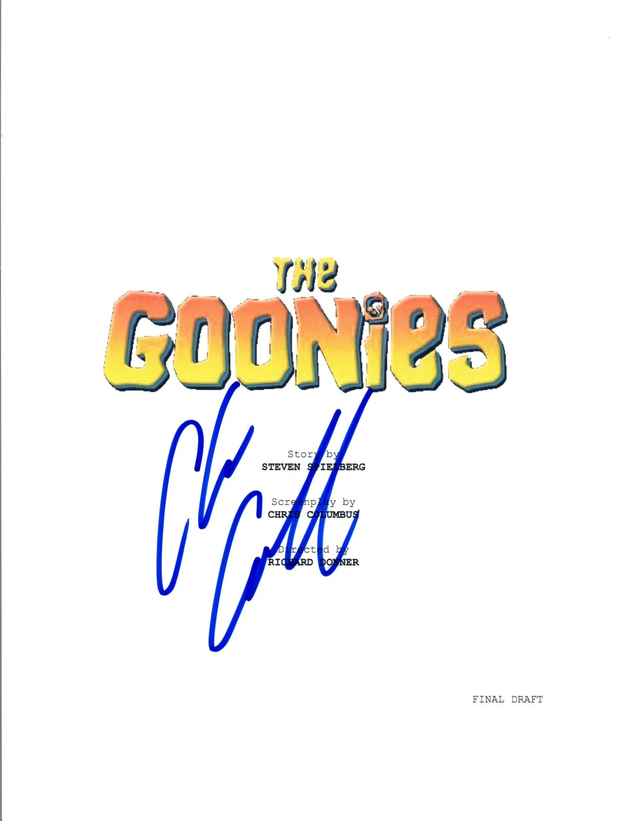 Chris Columbus Signed Autographed THE GOONIES Full Movie Script COA VD