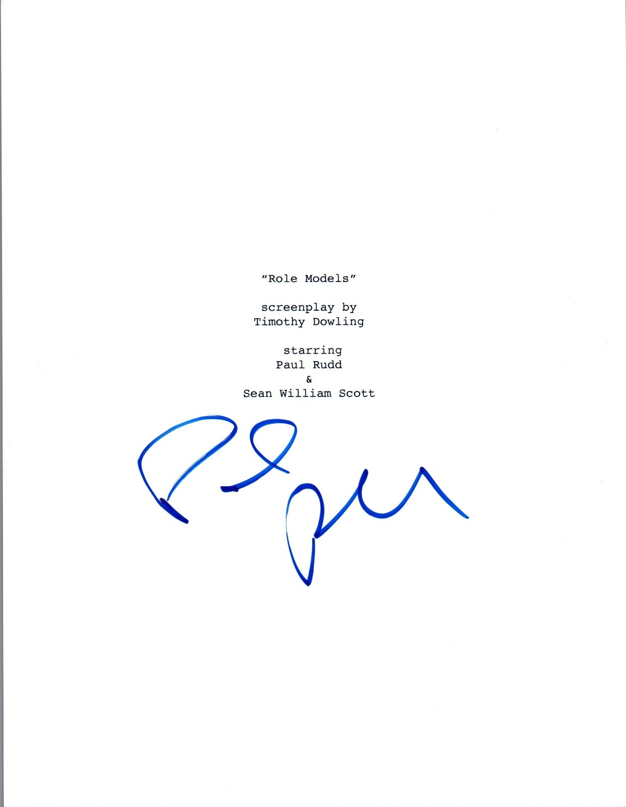 Paul Rudd Signed Autographed ROLE MODELS Movie Script COA VD
