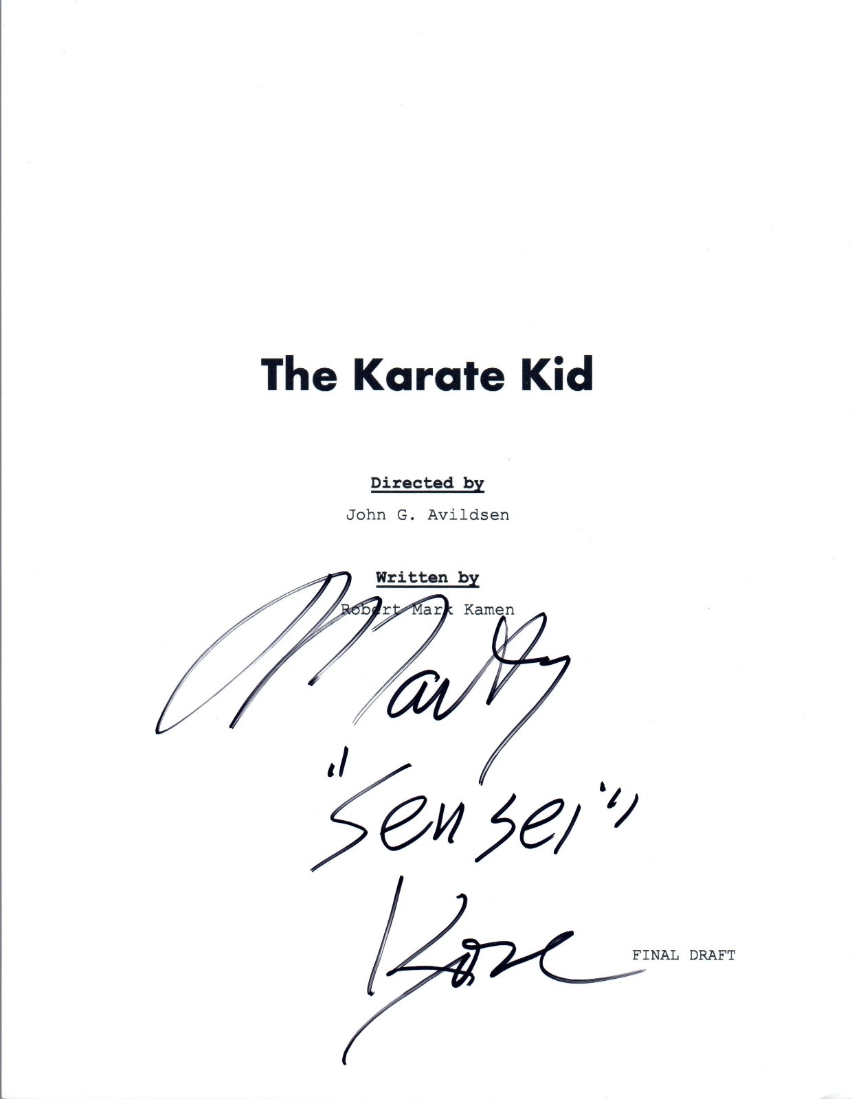 Martin Kove Signed Autographed THE KARATE KID Movie Script COA VD