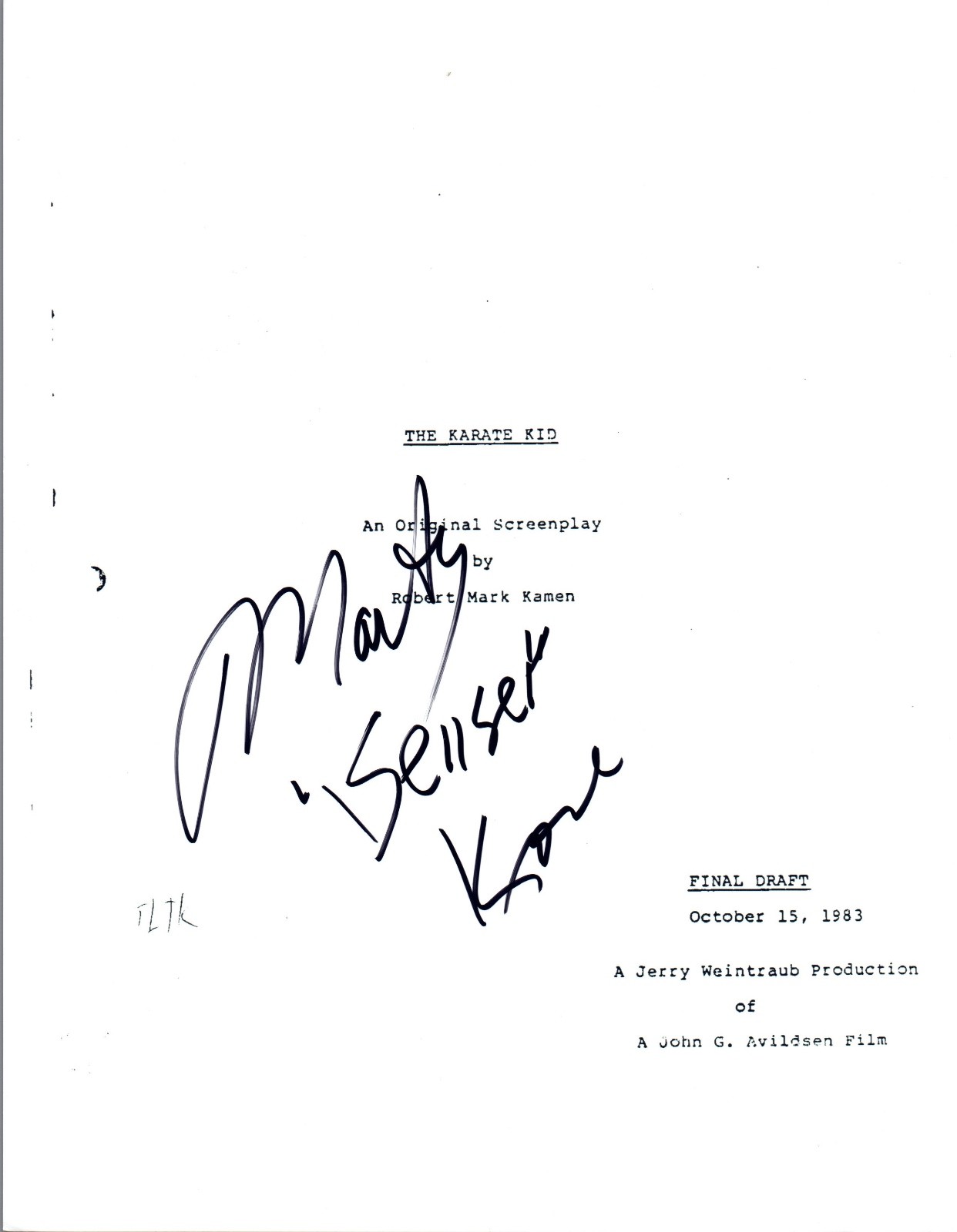 Martin Kove Signed Autographed THE KARATE KID Movie Script COA VD