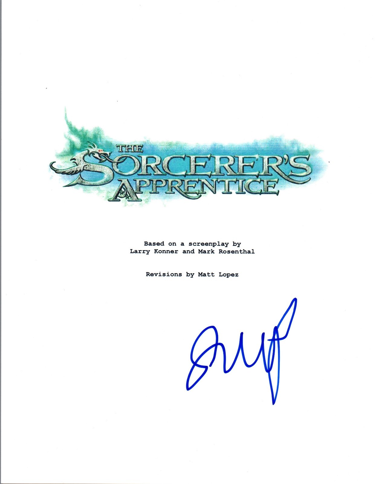 JAY BARUCHEL SIGNED AUTOGRAPHED THE SORCERER’S APPRENTICE SCRIPT COA VD COLLECTIBLE MEMORABILIA