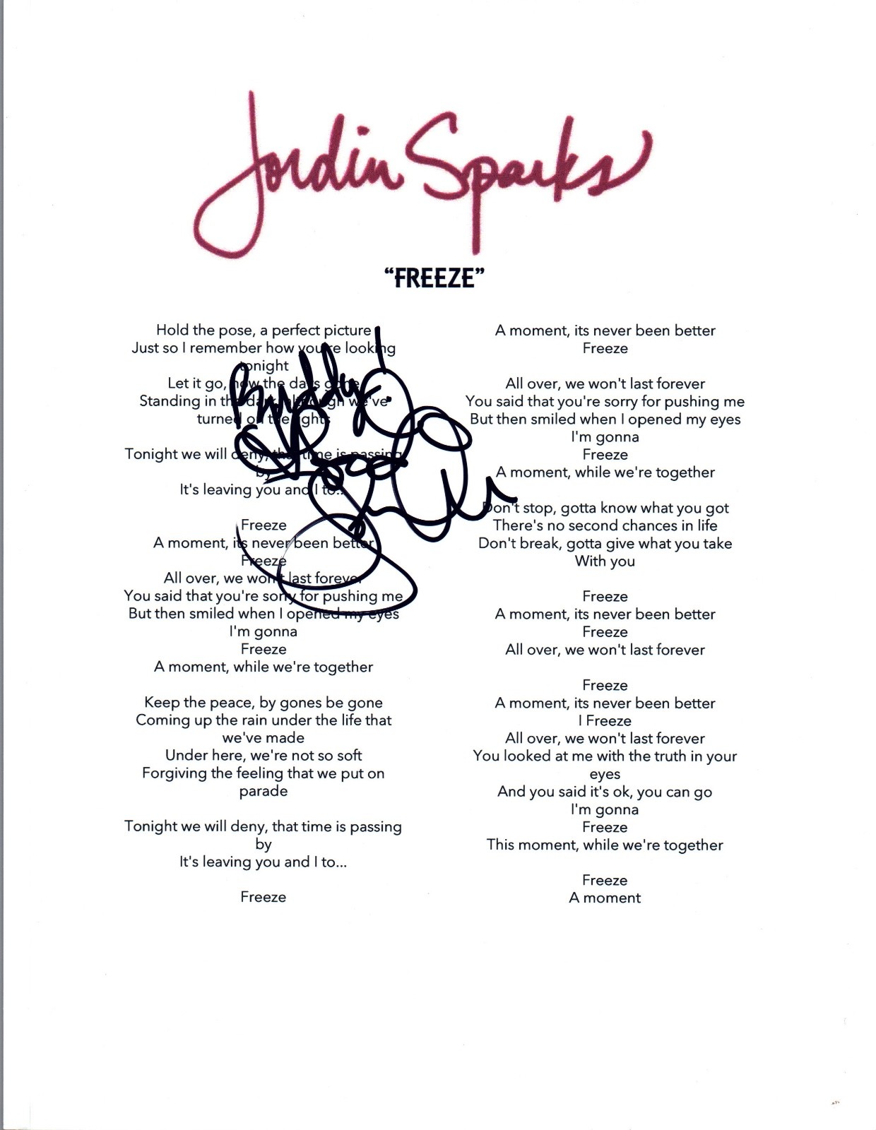 Jordin Sparks Signed Autographed 