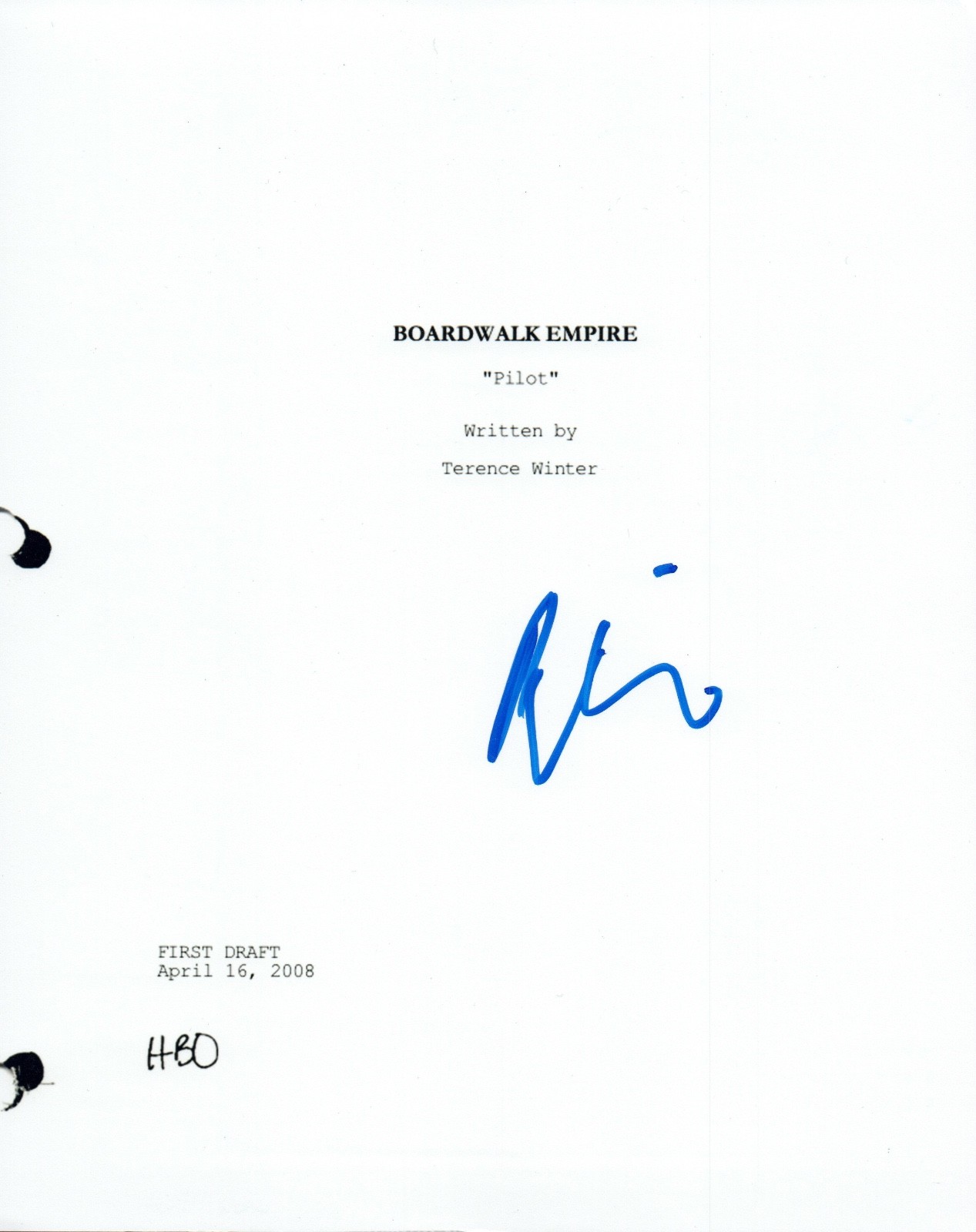 Terence Winter Signed Autographed BOARDWALK EMPIRE Pilot Episode Script COA VD
