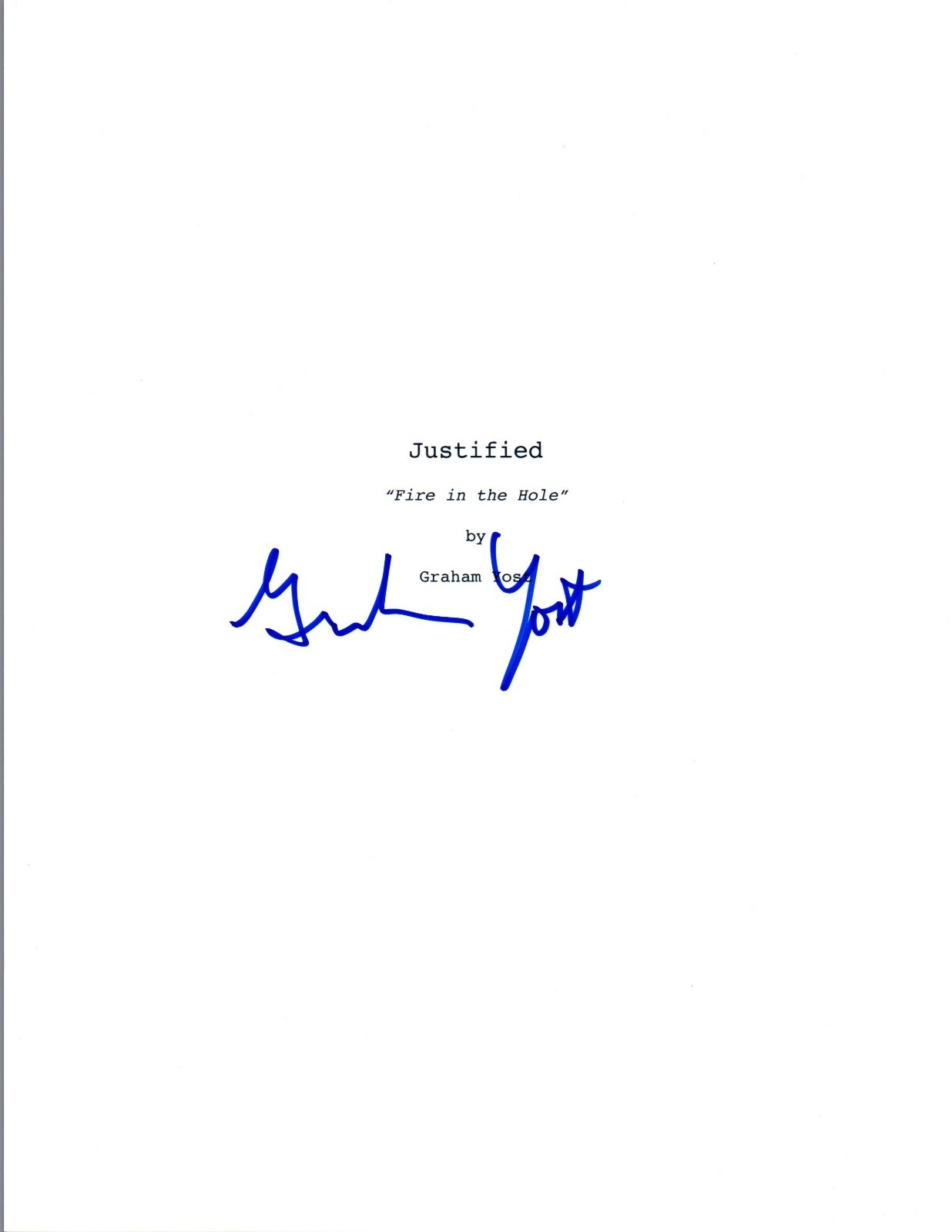 Graham Yost Signed Autographed JUSTIFIED Pilot Episode Script COA VD