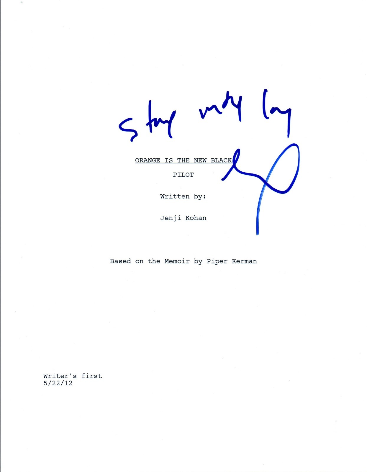 Laverne Cox Signed Autographed ORANGE IS THE NEW BLACK Pilot Script COA VD