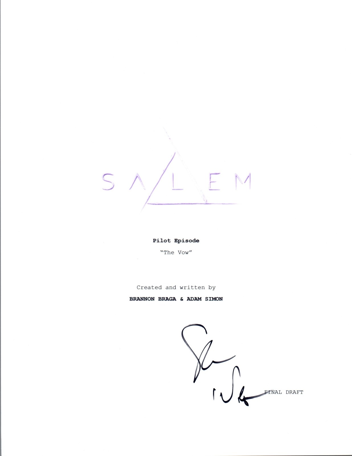 Shane West Signed Autographed SALEM Pilot Episode Script COA VD