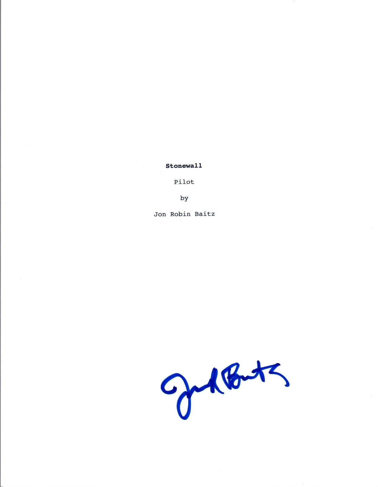 Jon Robin Baitz Signed Autographed STONEWALL Script Cover COA VD