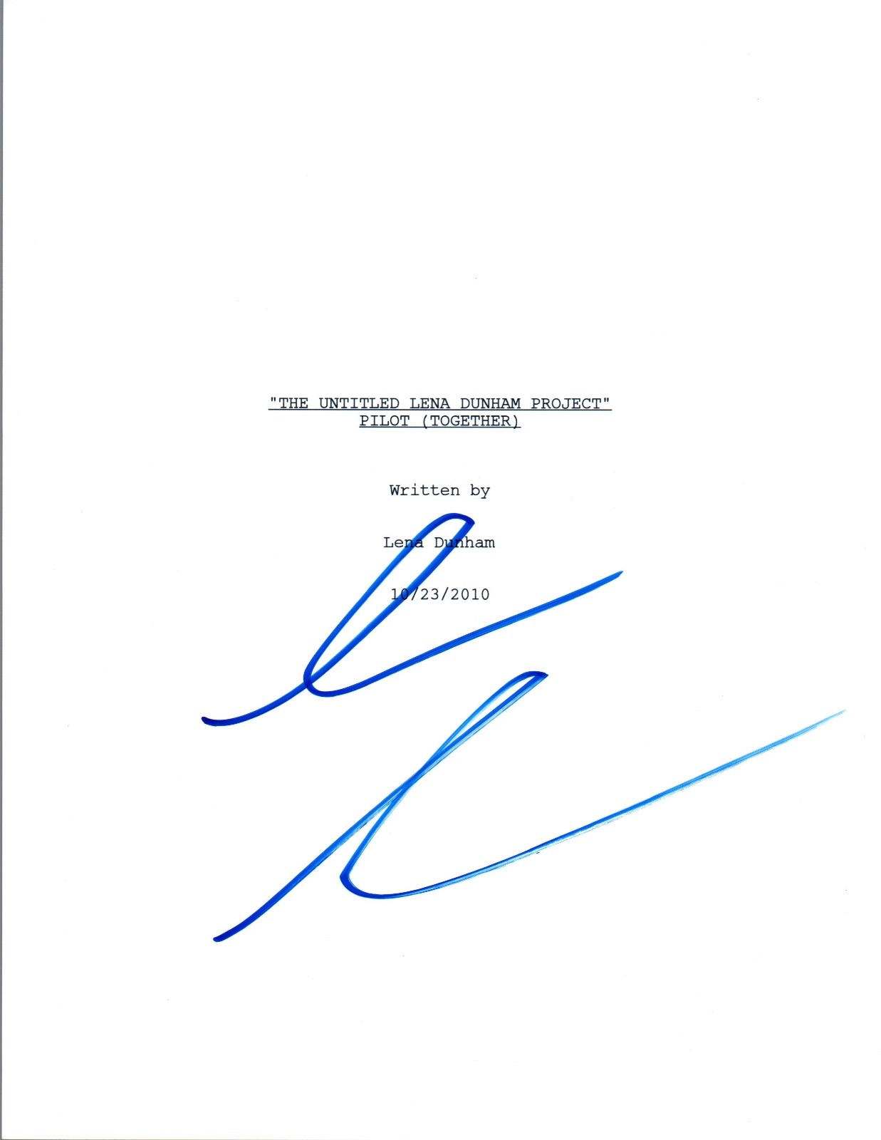 Lena Dunham Signed Autographed GIRLS Pilot Episode Script COA VD