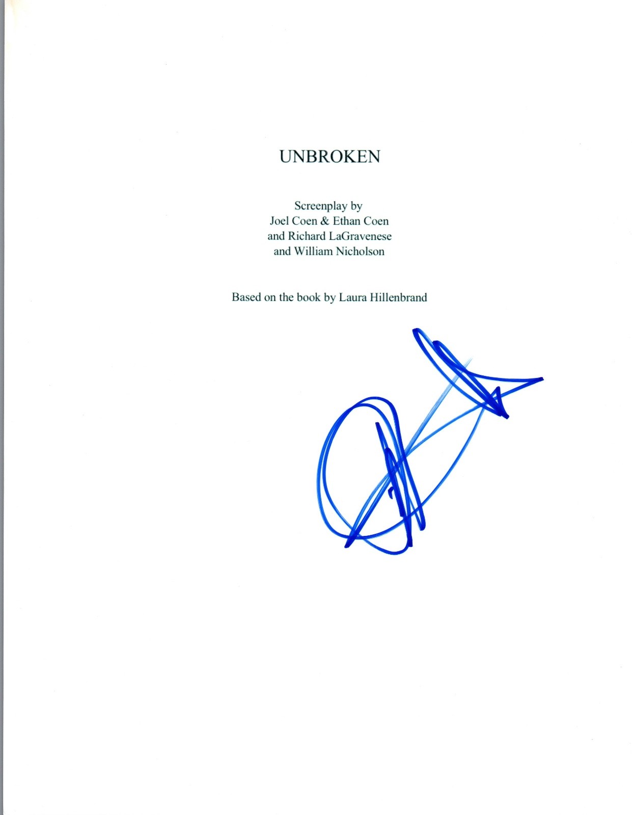 Jack O'Connell Signed Autographed UNBROKEN Full Movie Script COA AB