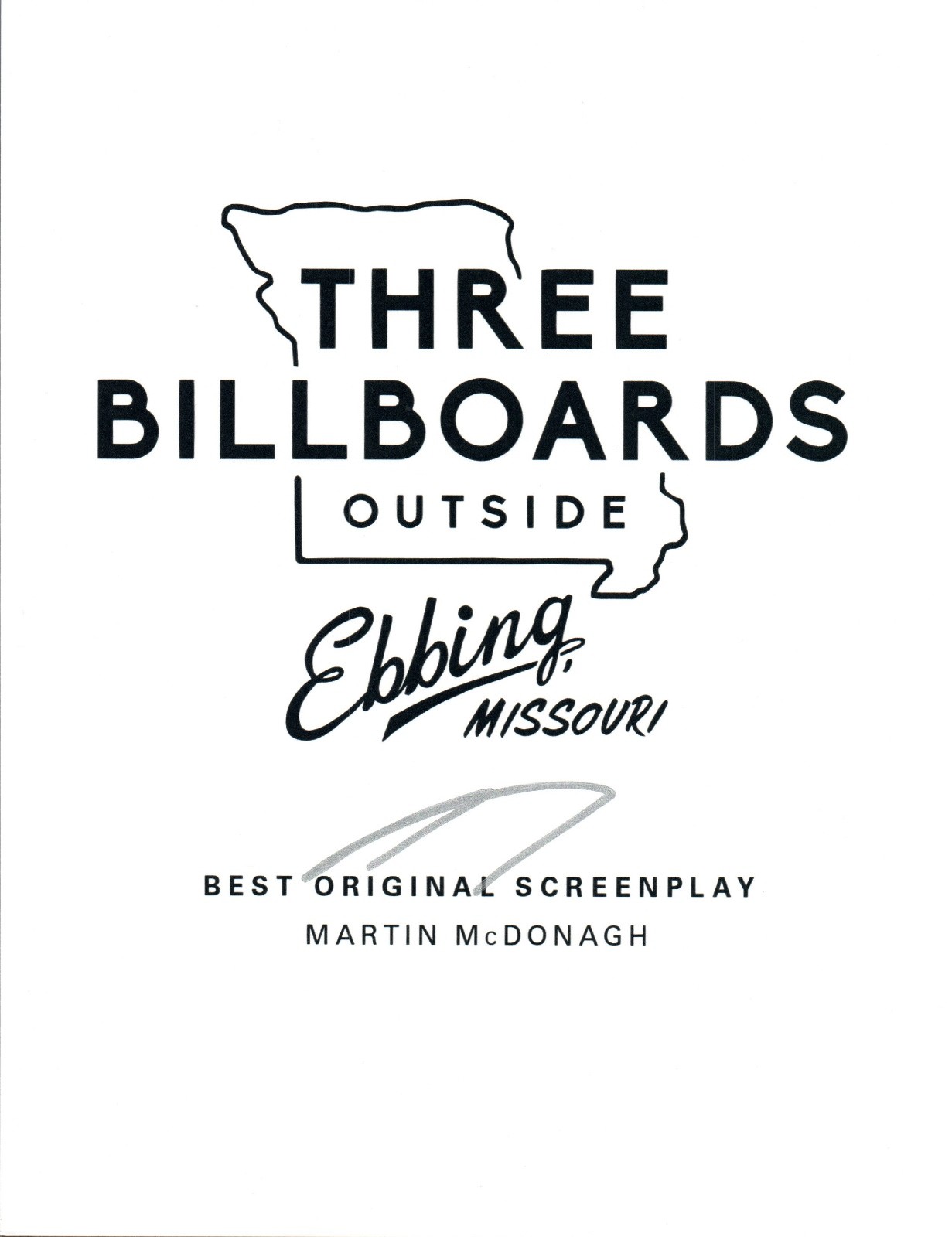 Sam Rockwell Signed THREE BILLBOARDS OUTSIDE EBBING MISSOURI Script COA