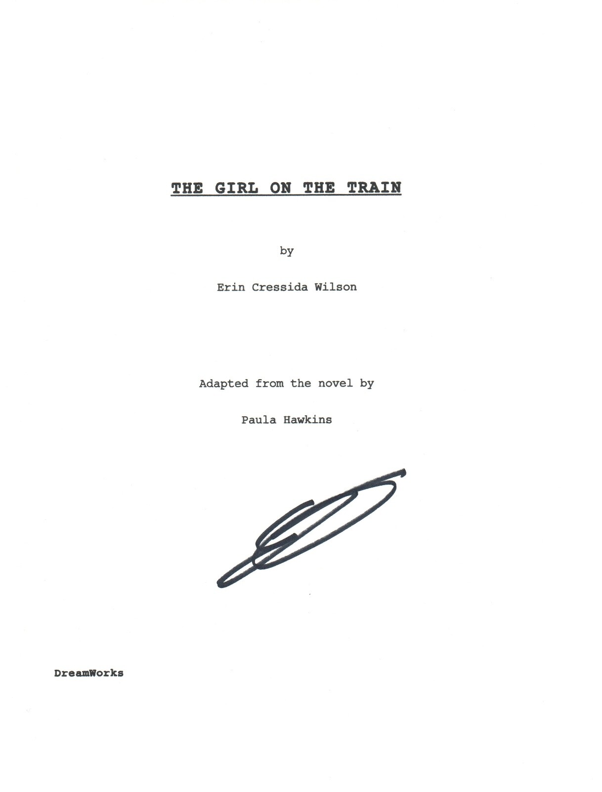 Erin Cressida Wilson Signed Autographed THE GIRL ON THE TRAIN Movie Script COA