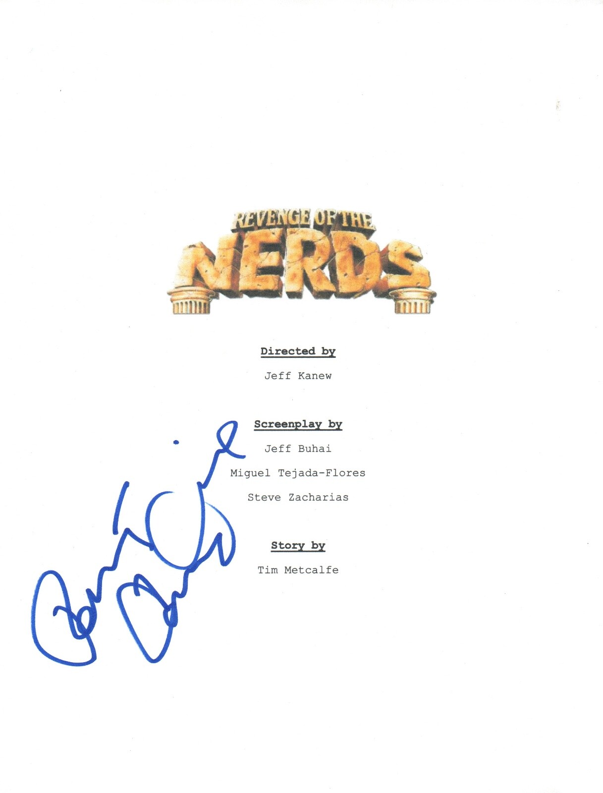 Robert Carradine Signed Autographed REVENGE OF THE NERDS Movie Script COA