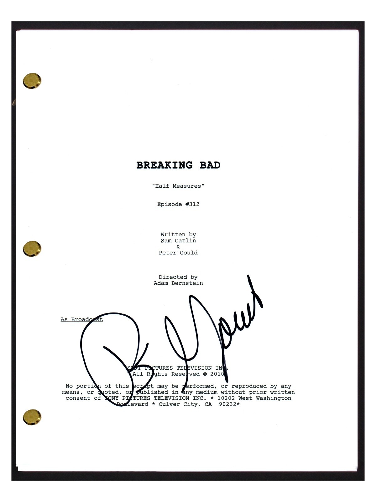 PETER GOULD SIGNED BREAKING BAD HALF MEASURES EP SCRIPT WRITER PRODUCER COA COLLECTIBLE MEMORABILIA