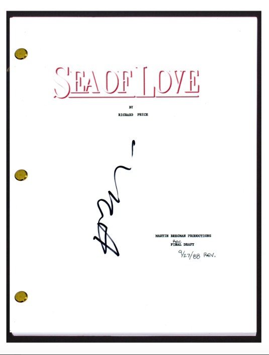 Harold Becker Signed Autographed SEA OF LOVE Movie Script Screenplay COA