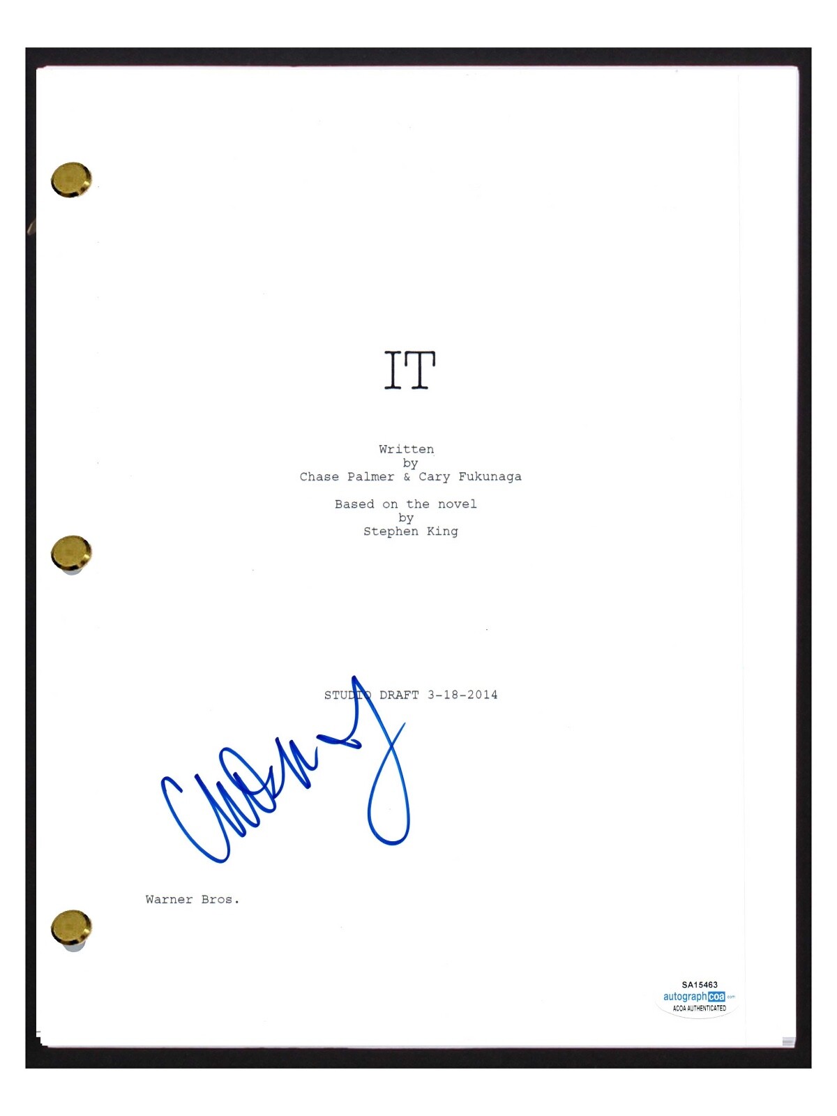 Chosen Jacobs Signed Autographed IT Movie Script Mike Hanlon ACOA COA