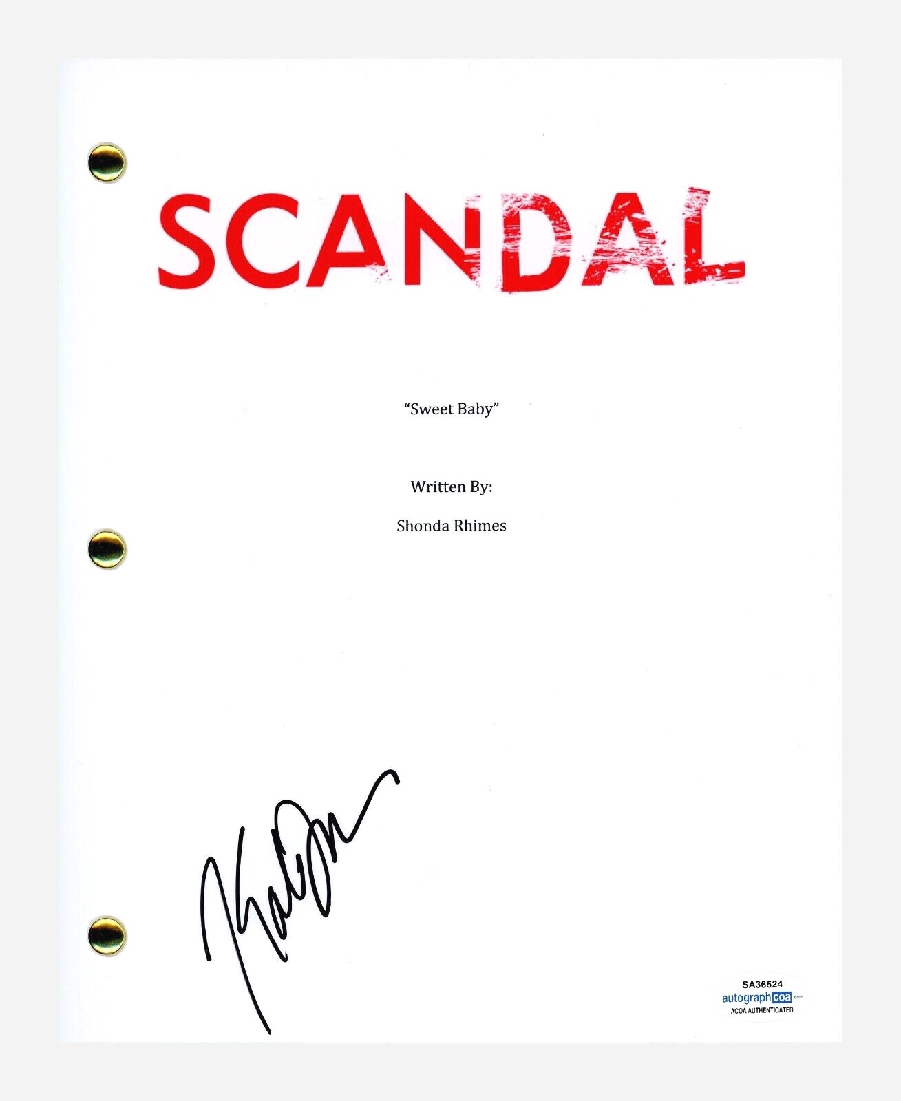 Katie Lowes Signed Autographed Scandal Pilot Episode Script Screenplay ACOA COA