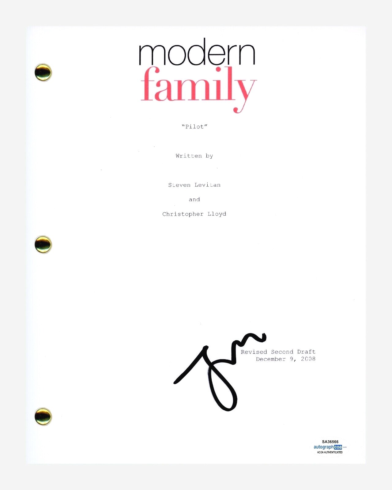 Jesse Tyler Ferguson Signed Autograph Modern Family Pilot Script ACOA COA