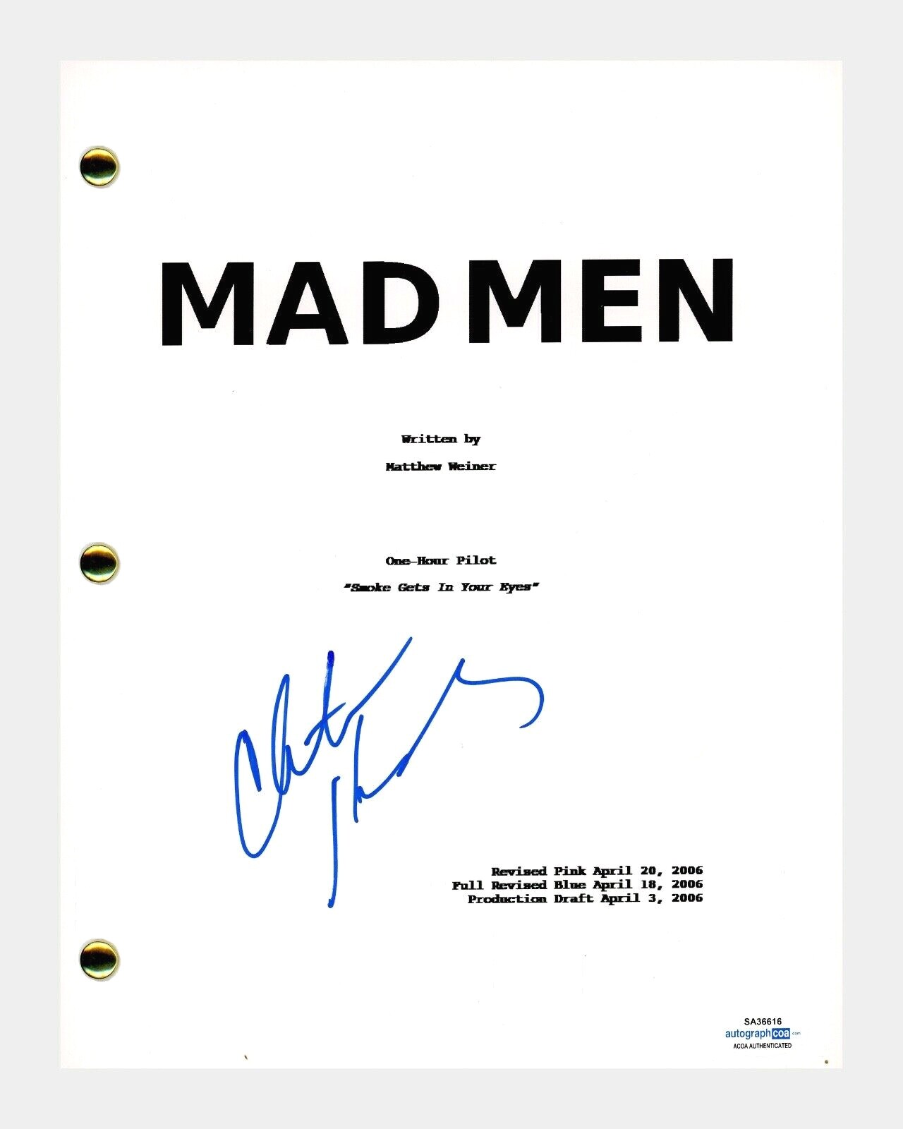 Christina Hendricks Signed Autographed MAD MEN Pilot Episode Script ACOA COA