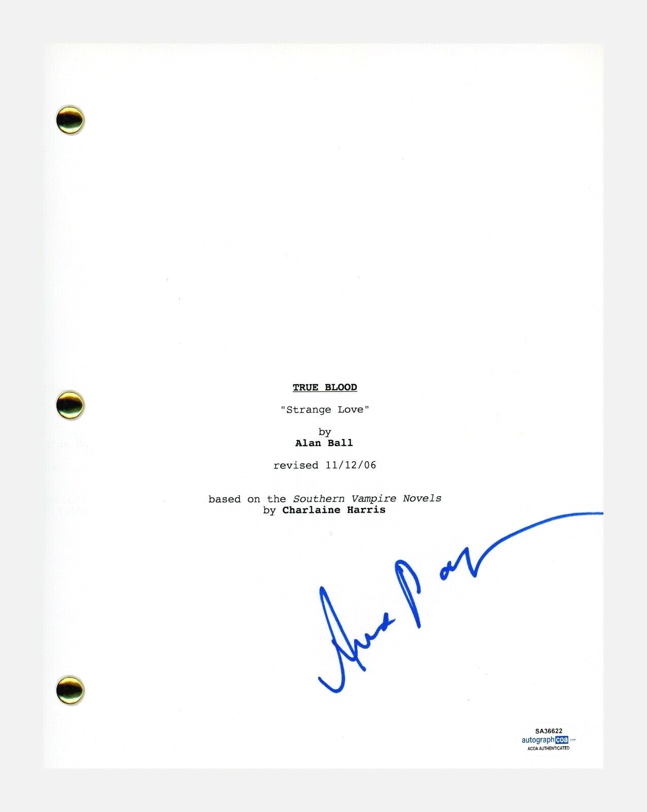 Anna Paquin Signed Autographed TRUE BLOOD Pilot Episode Script ACOA COA