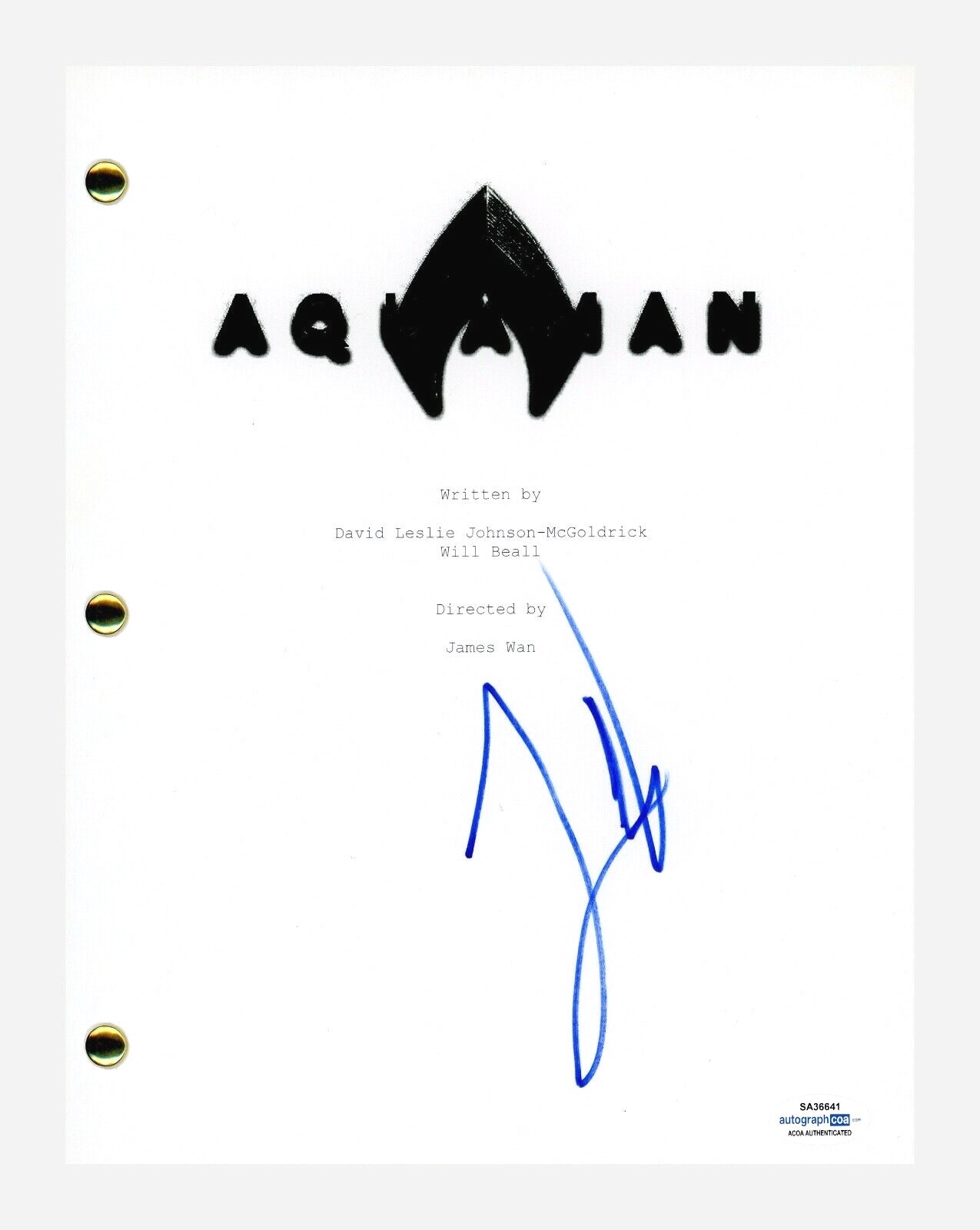 James Wan Signed Autographed AQUAMAN Movie Script Transcript Director ACOA COA