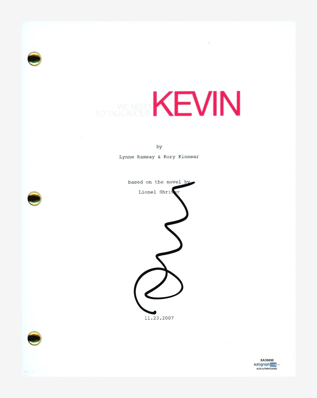 TILDA SWINTON SIGNED AUTOGRAPH WE NEED TO TALK ABOUT KEVIN MOVIE SCRIPT ACOA COA COLLECTIBLE MEMORABILIA
