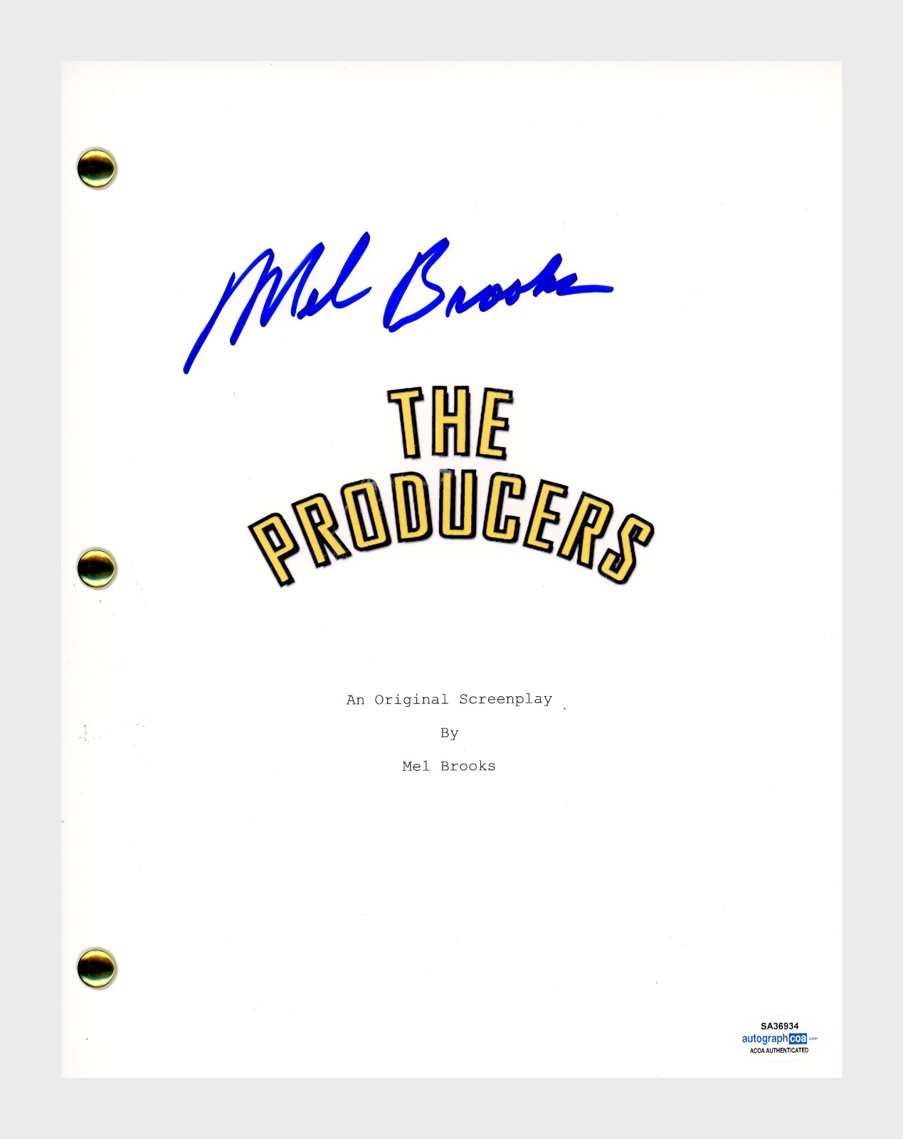 Mel Brooks Signed Autographed The Producers Movie Script Screenplay ACOA COA