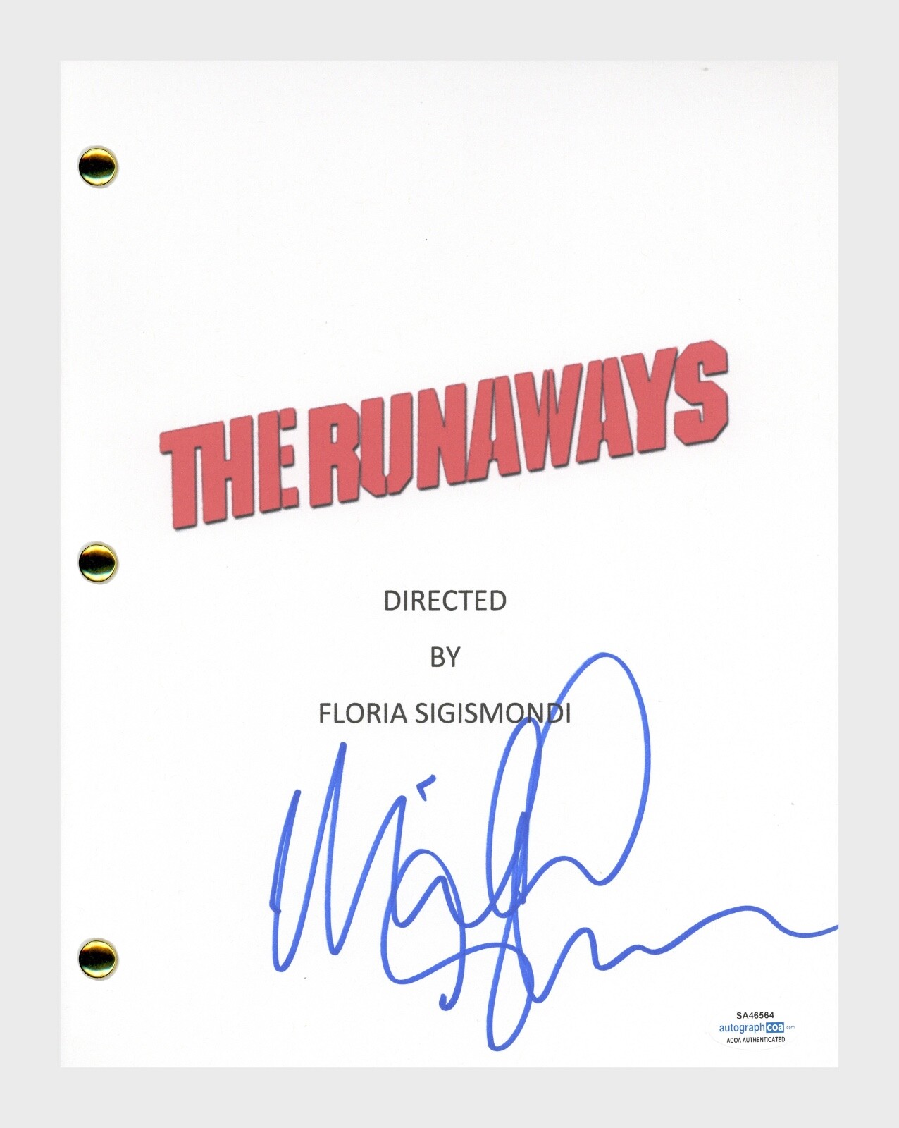Michael Shannon Signed Autographed The Runaways Movie Script Screenplay ACOA COA