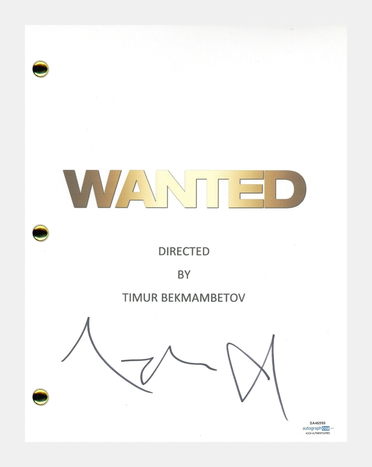 Angelina Jolie Signed Autographed WANTED Movie Script Screenplay ACOA COA
