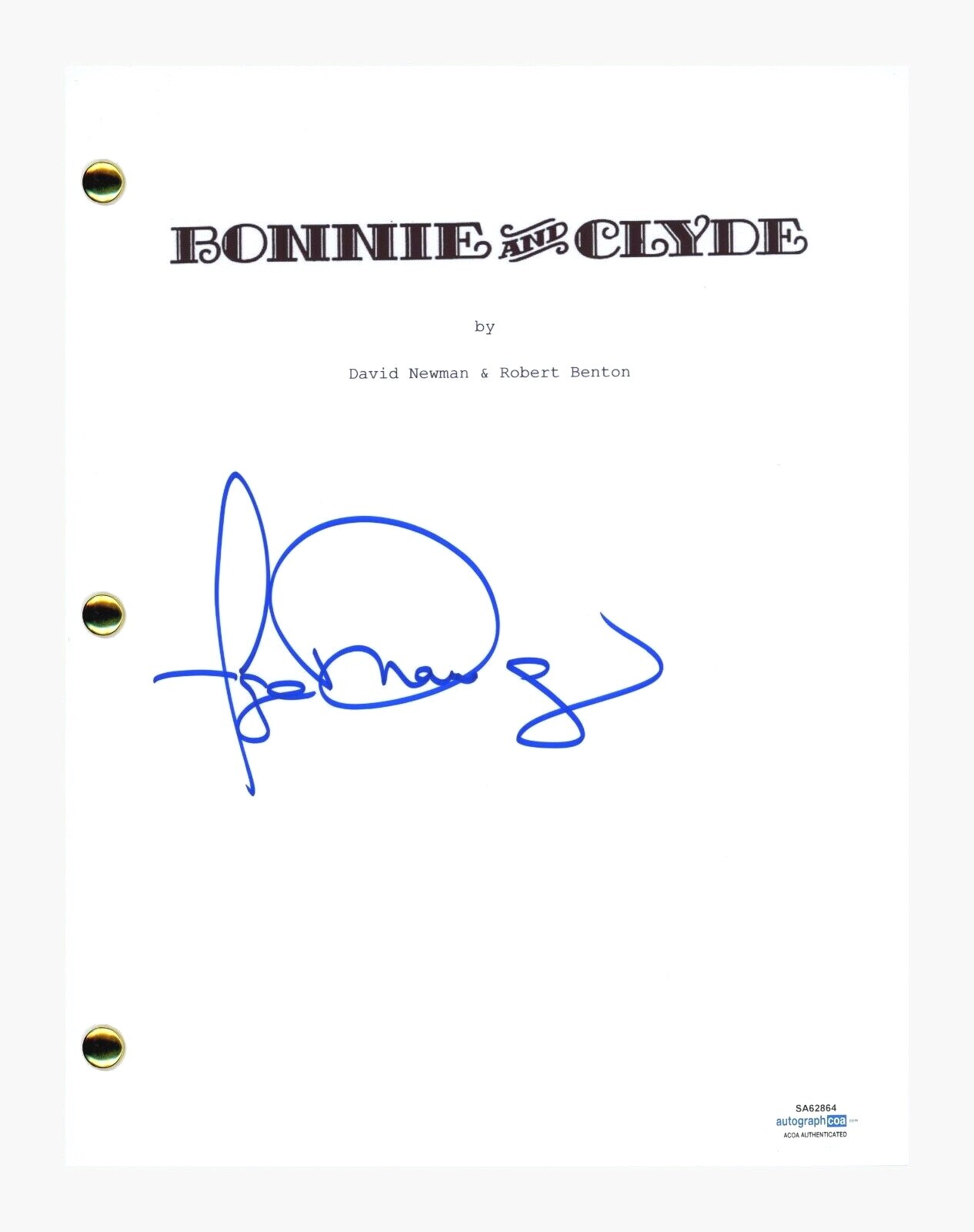 Faye Dunaway Signed Autographed Bonnie and Clyde Movie Script ACOA COA
