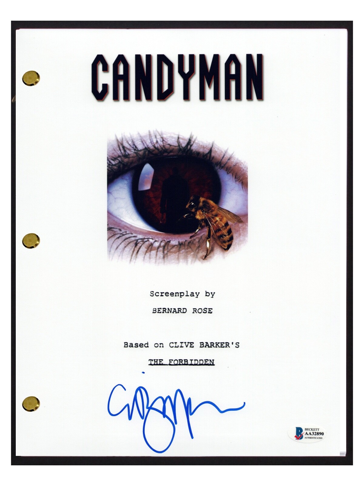 Clive Barker Signed Autographed Candyman Movie Script Horror Beckett COA