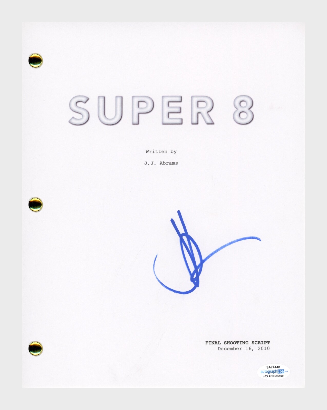 JJ Abrams Signed Autographed Super 8 Movie Script Screenplay ACOA COA