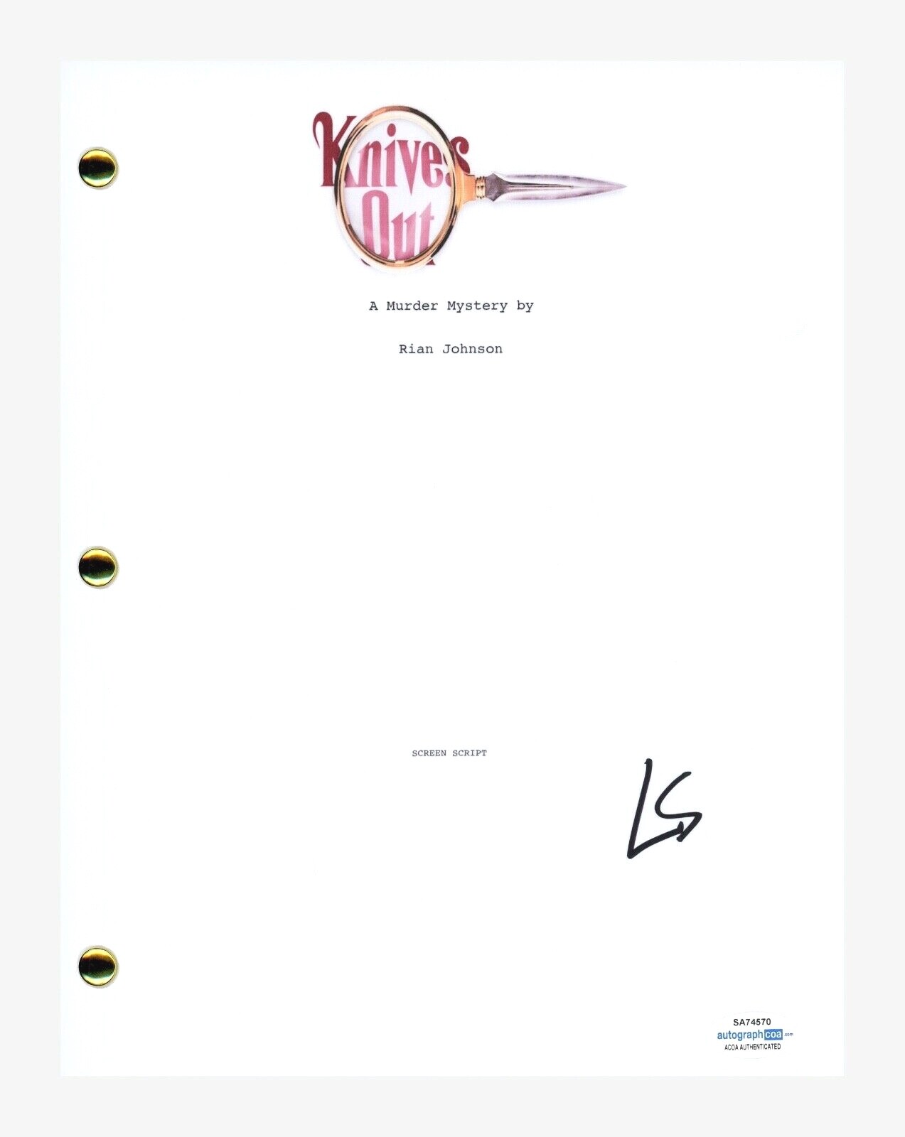 Lakeith Stanfield Signed Autographed Knives Out Movie Script ACOA COA