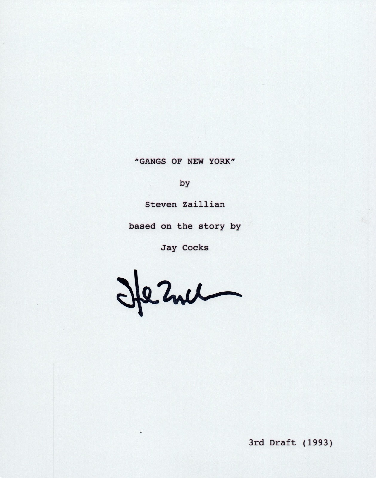STEVEN ZAILLIAN SIGNED AUTOGRAPHED GANGS OF NEW YORK MOVIE SCRIPT COA VD COLLECTIBLE MEMORABILIA