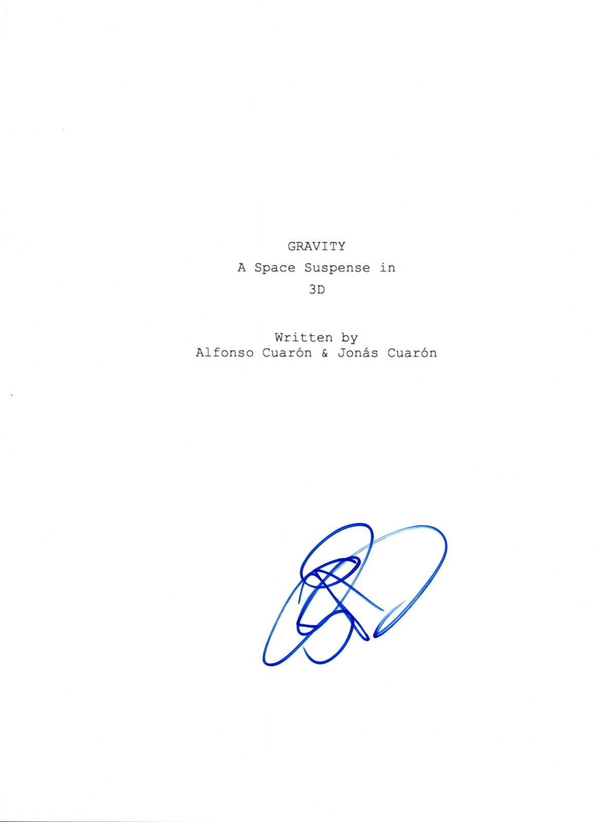 Sandra Bullock Signed Autographed GRAVITY Full Movie Script COA VD