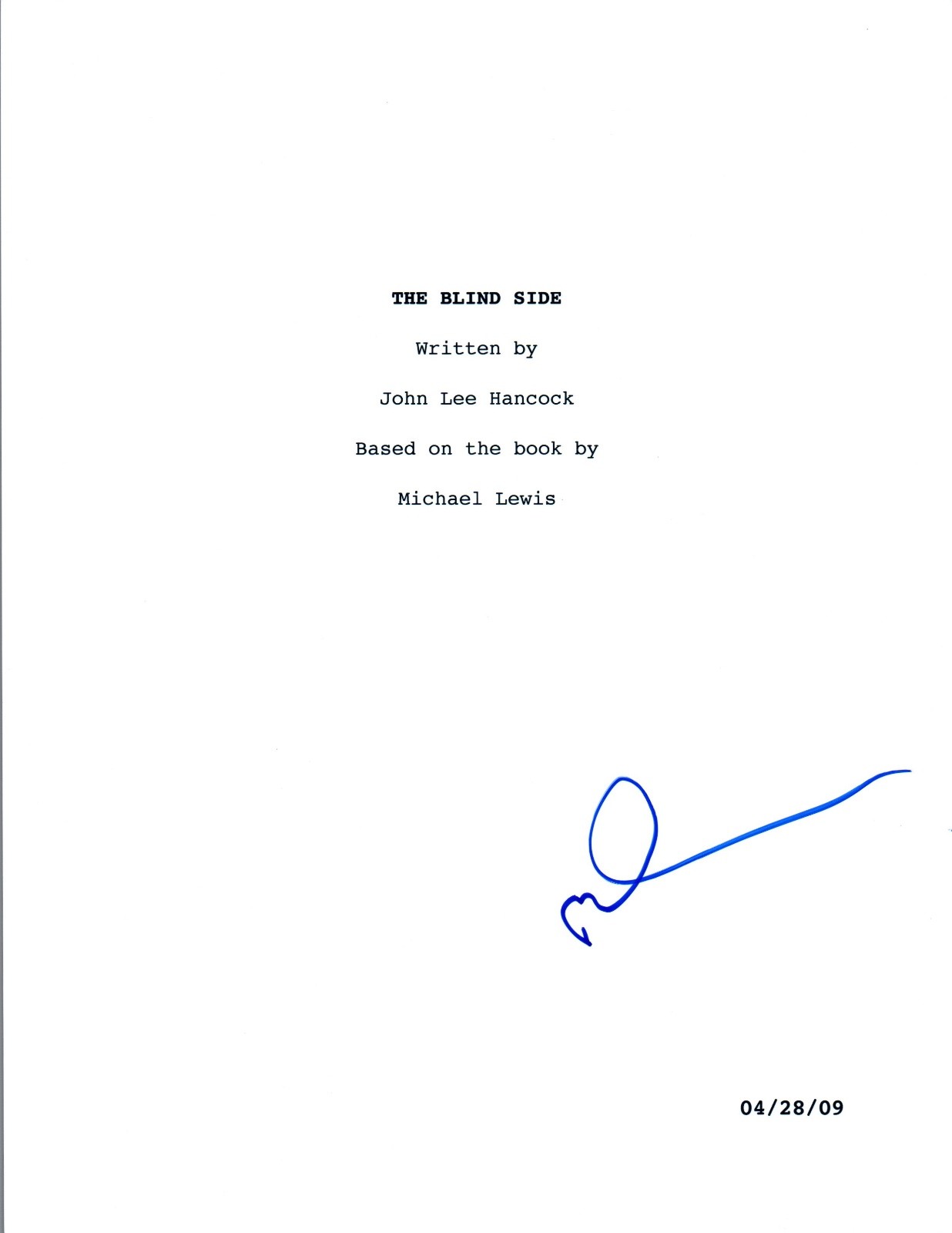 Michael Lewis Signed Autographed THE BLIND SIDE Full Movie Script COA VD