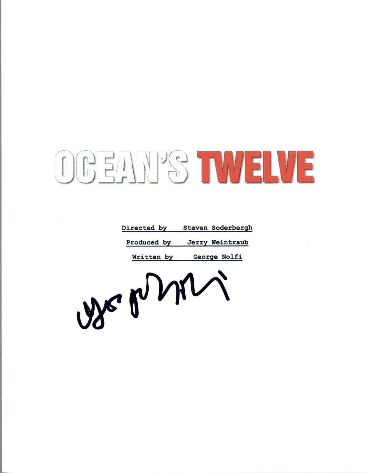 George Nolfi Signed Autographed OCEAN'S TWELVE Full Movie Script COA VD