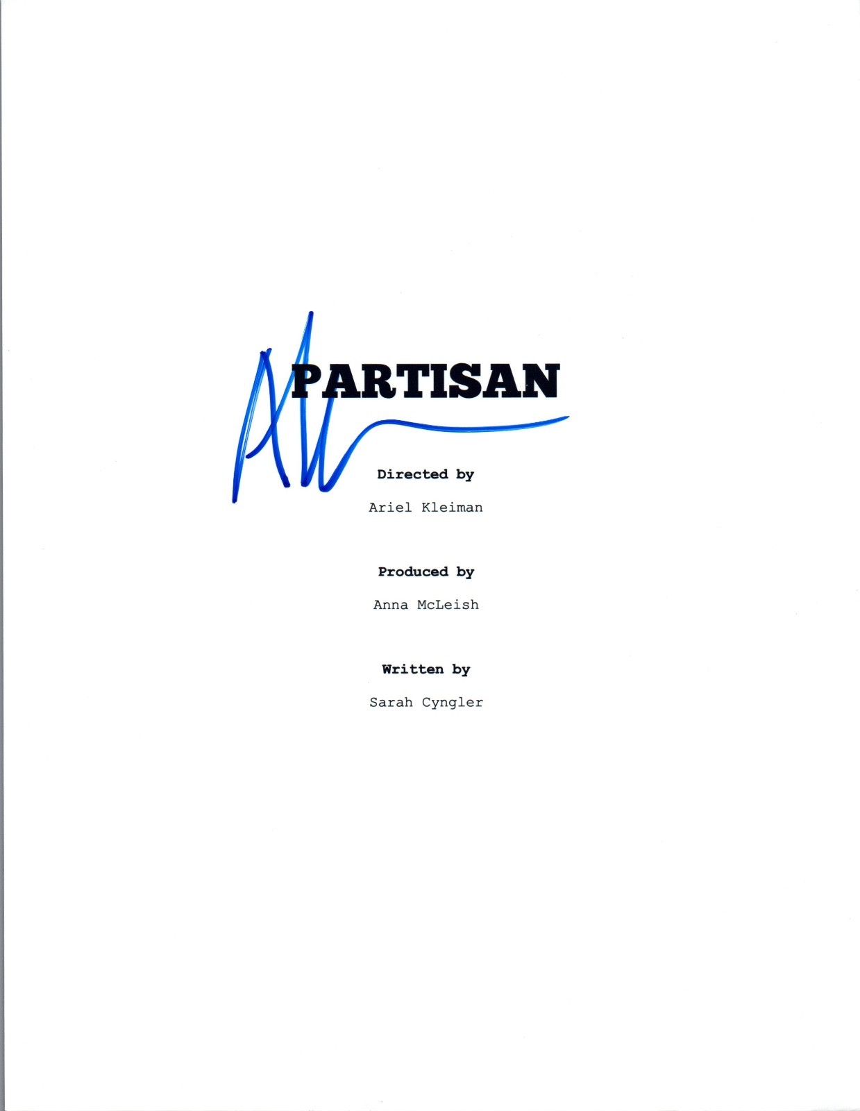 Ariel Kleiman Signed Autographed PARTISAN Full Movie Script COA VD