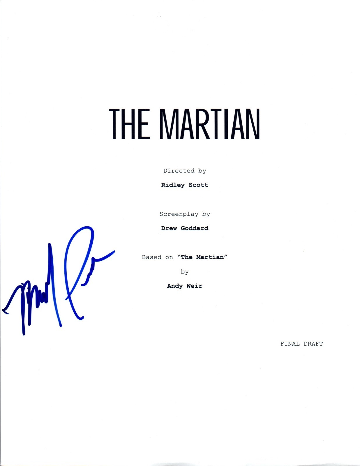 Michael Pena Signed Autographed THE MARTIAN Full Movie Script COA VD