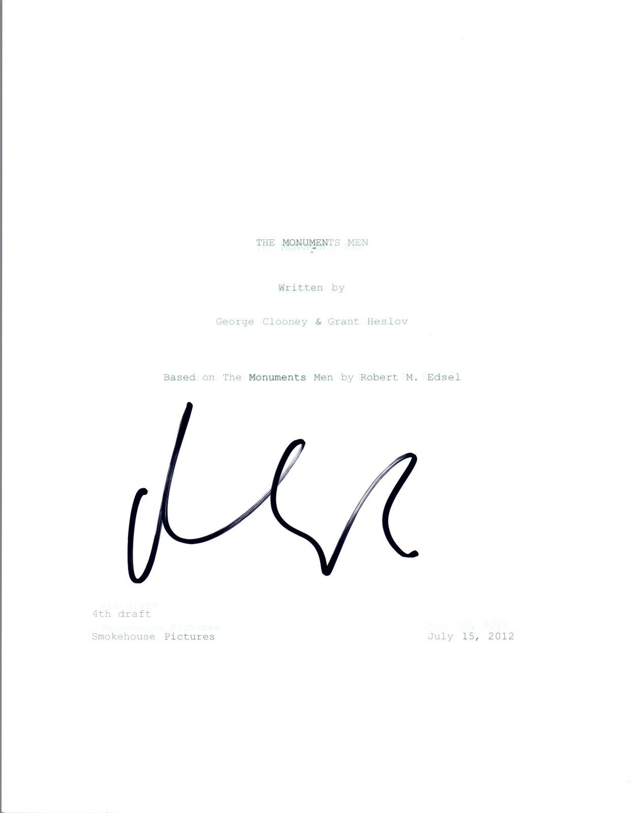 Matt Damon Signed Autographed THE MONUMENTS MEN Full Movie Script COA VD