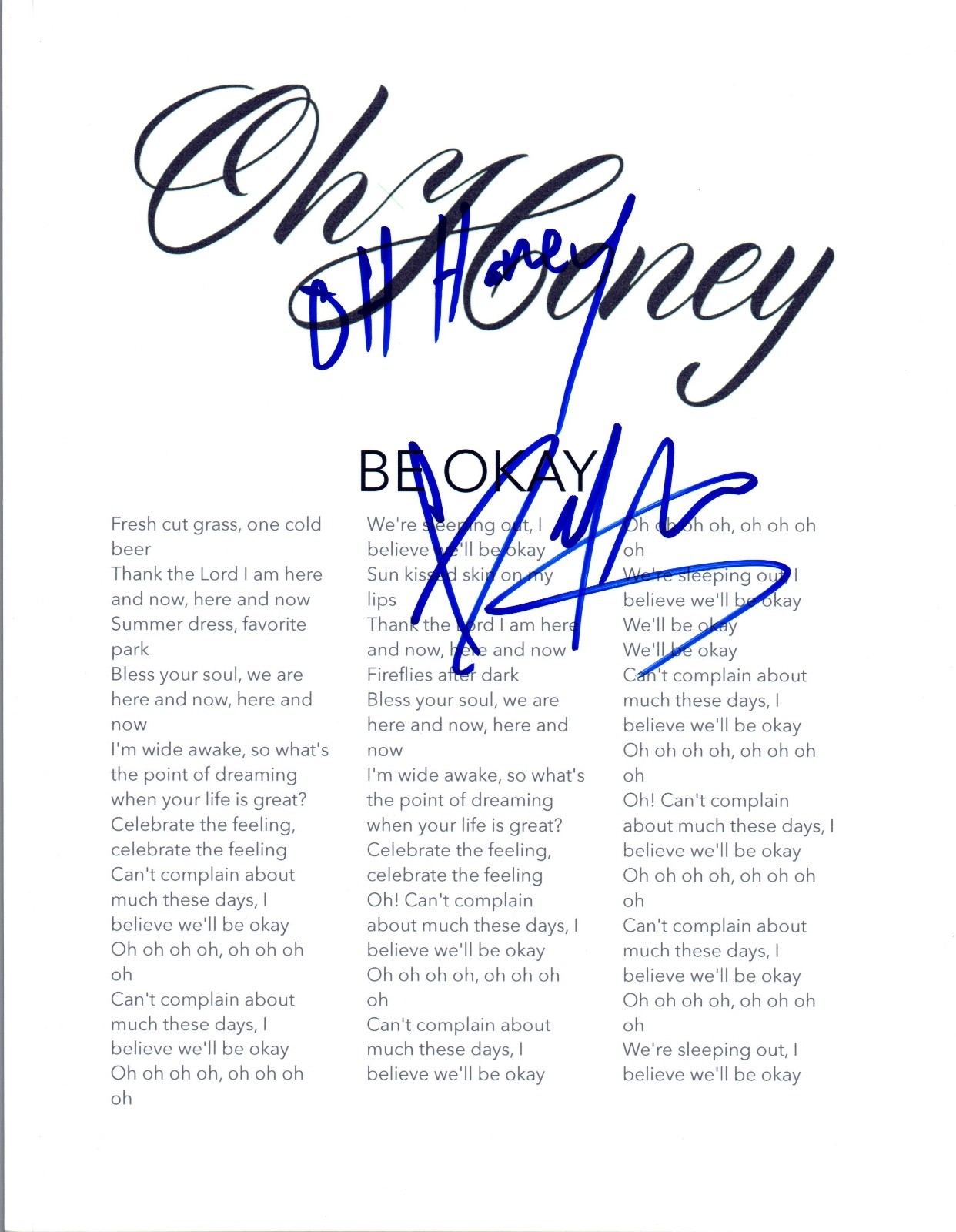 Mitchy Collins Signed Autographed Oh Honey 