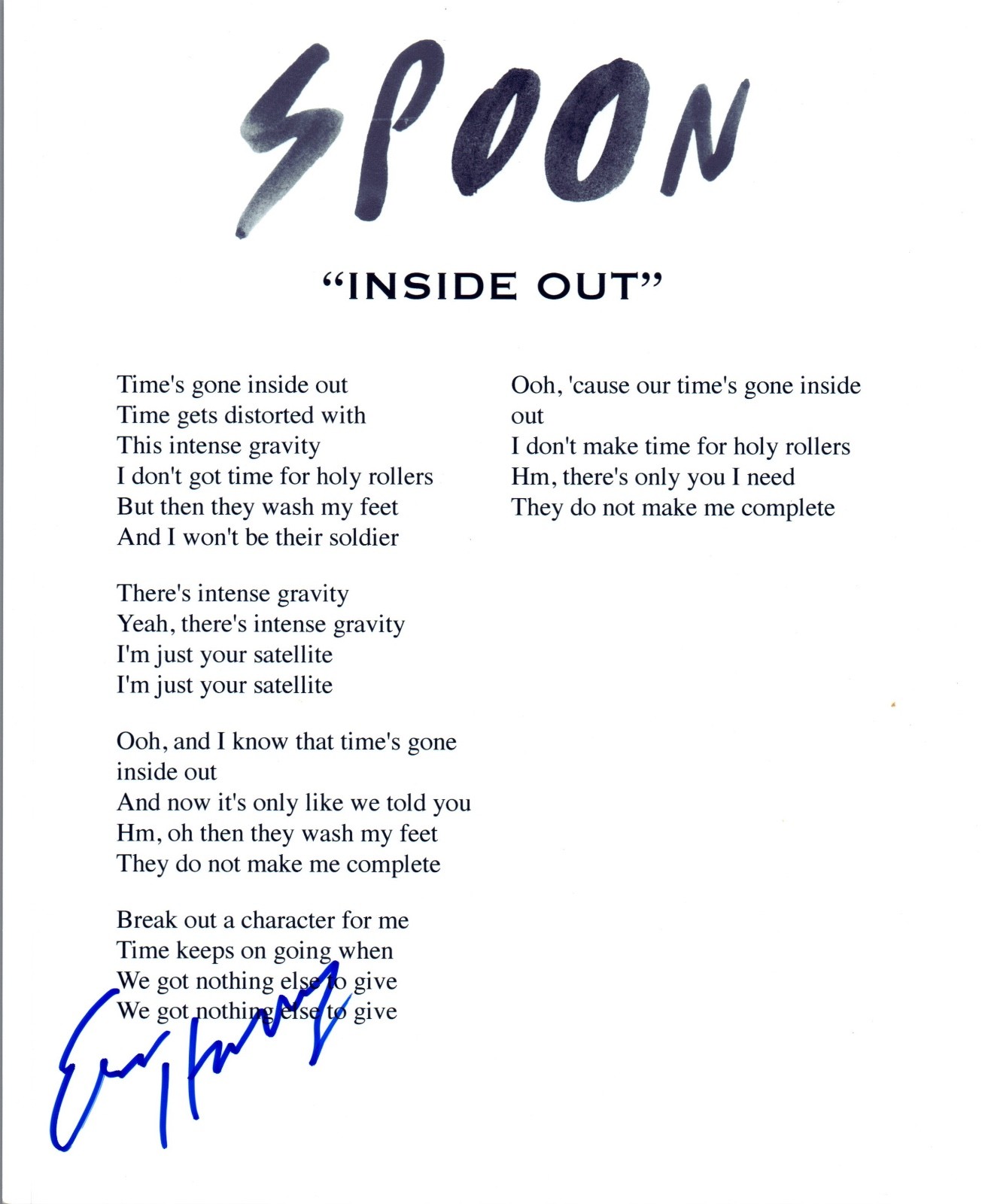 Eric Harvey Signed Autographed SPOON 